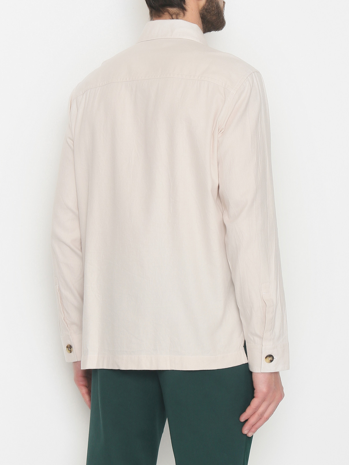 Рубашка из смешанного хлопка с накладными карманами Giampaolo  –  МодельВерхНиз1  – Цвет:  Бежевый