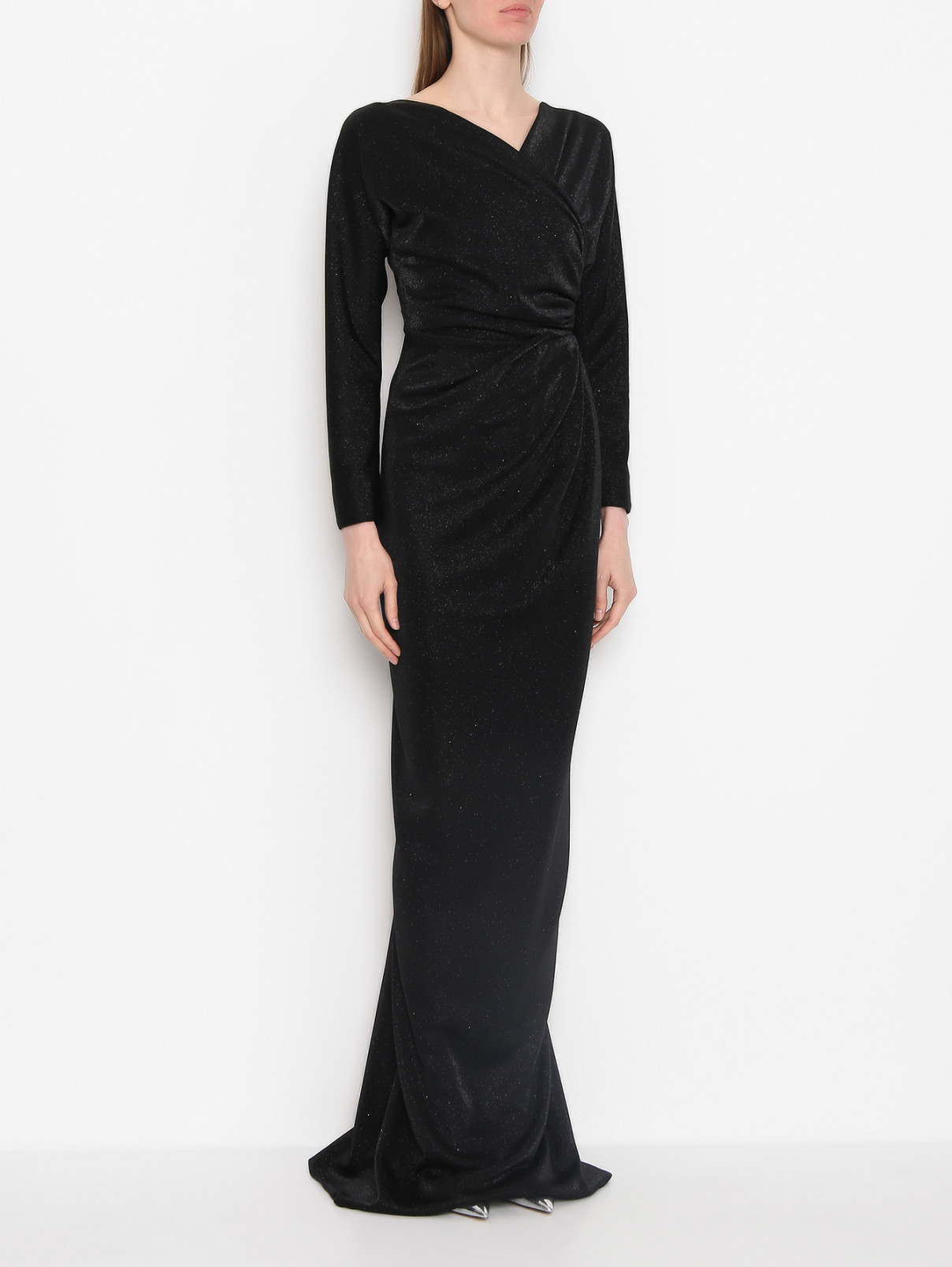 Платье-макси со сборкой Rhea Costa  –  МодельВерхНиз  – Цвет:  Черный