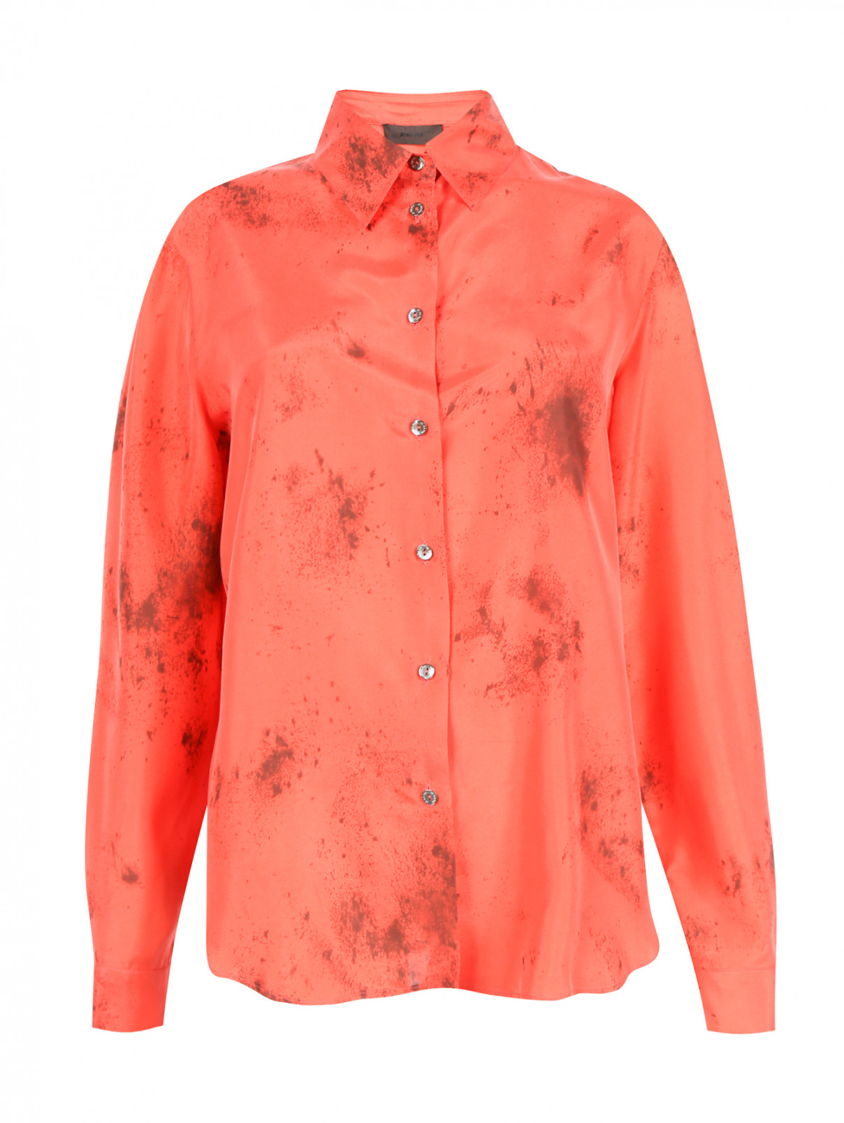 Блуза из шелка свободного кроя с узором JO NO FUI  –  Общий вид  – Цвет:  Красный
