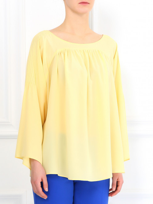 Блуза свободного фасона из шелка  - Модель Верх-Низ