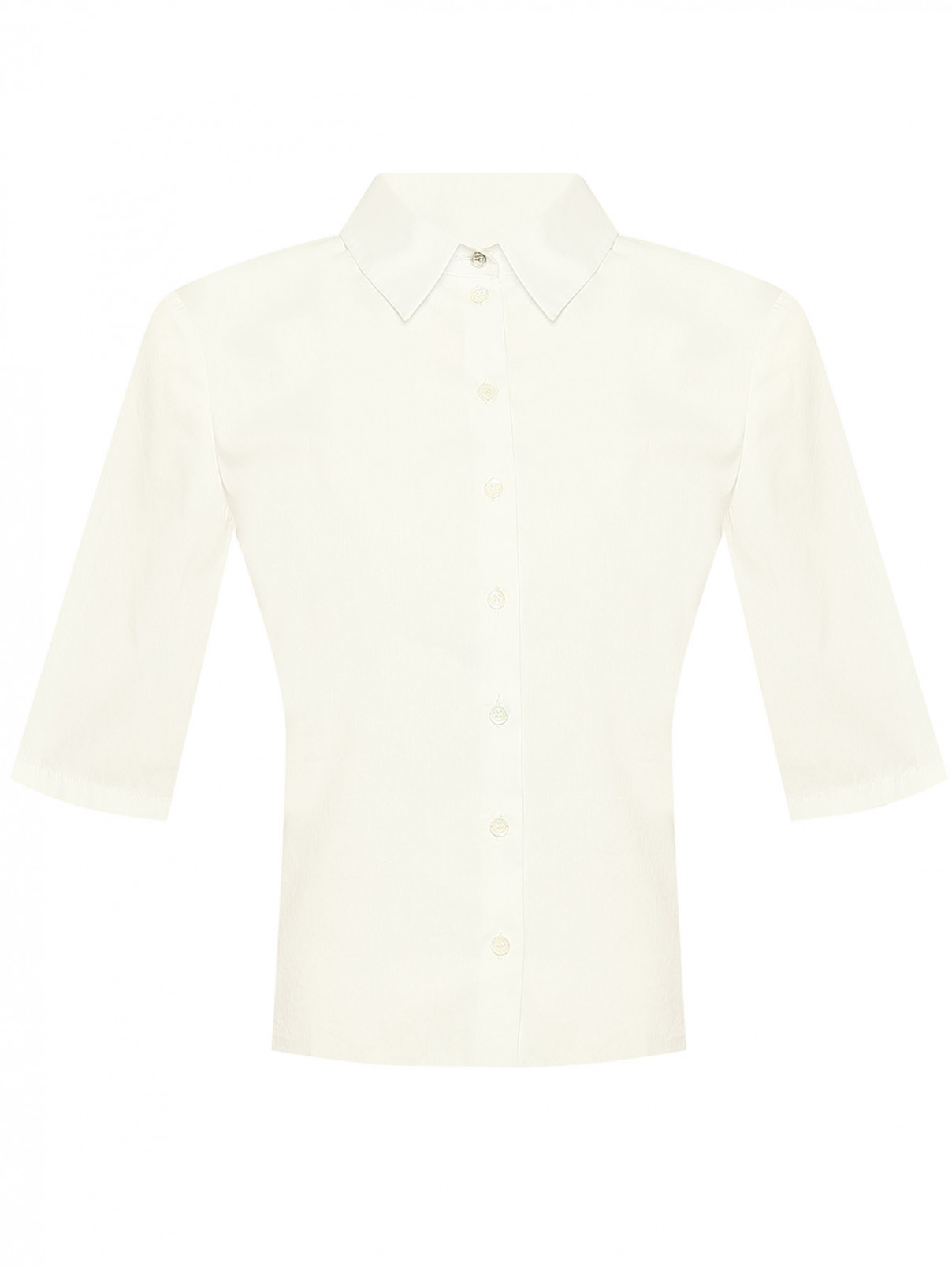 Однотонная рубашка с коротким рукавом Patrizia Pepe  –  Общий вид  – Цвет:  Белый