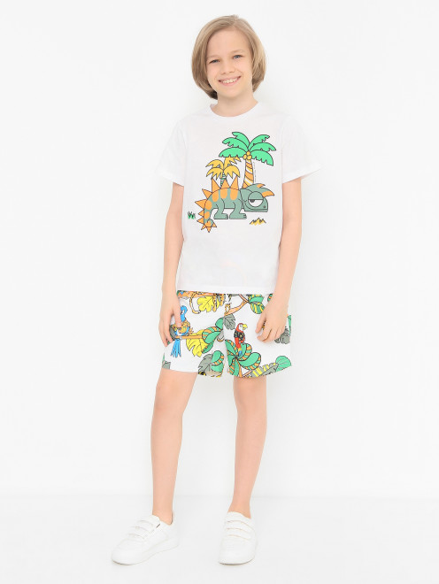 Хлопковая футболка с коротким рукавом Stella McCartney kids - МодельОбщийВид