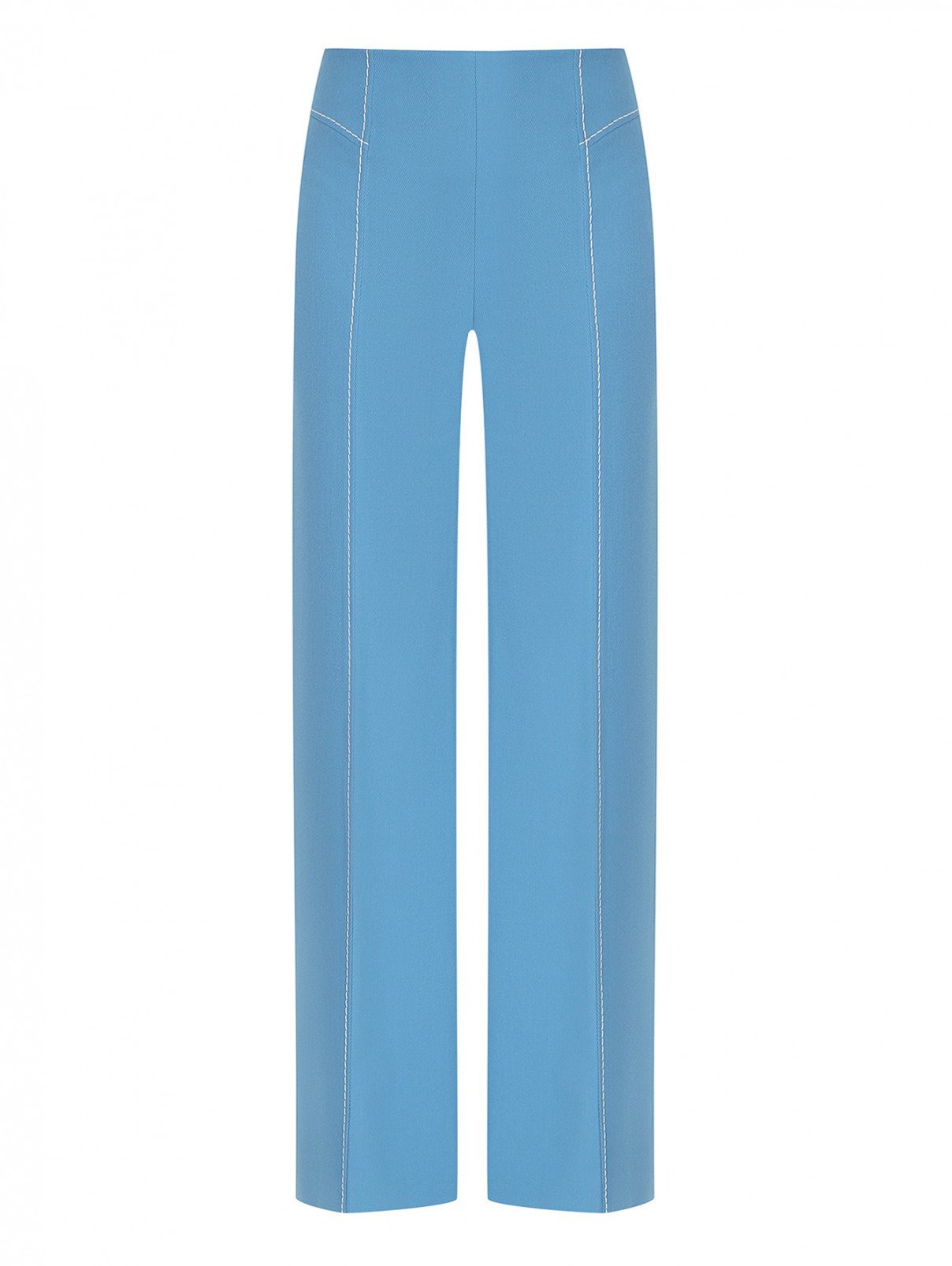 Брюки из смешанной шерсти с контрастной отделкой Moschino Boutique  –  Общий вид  – Цвет:  Синий