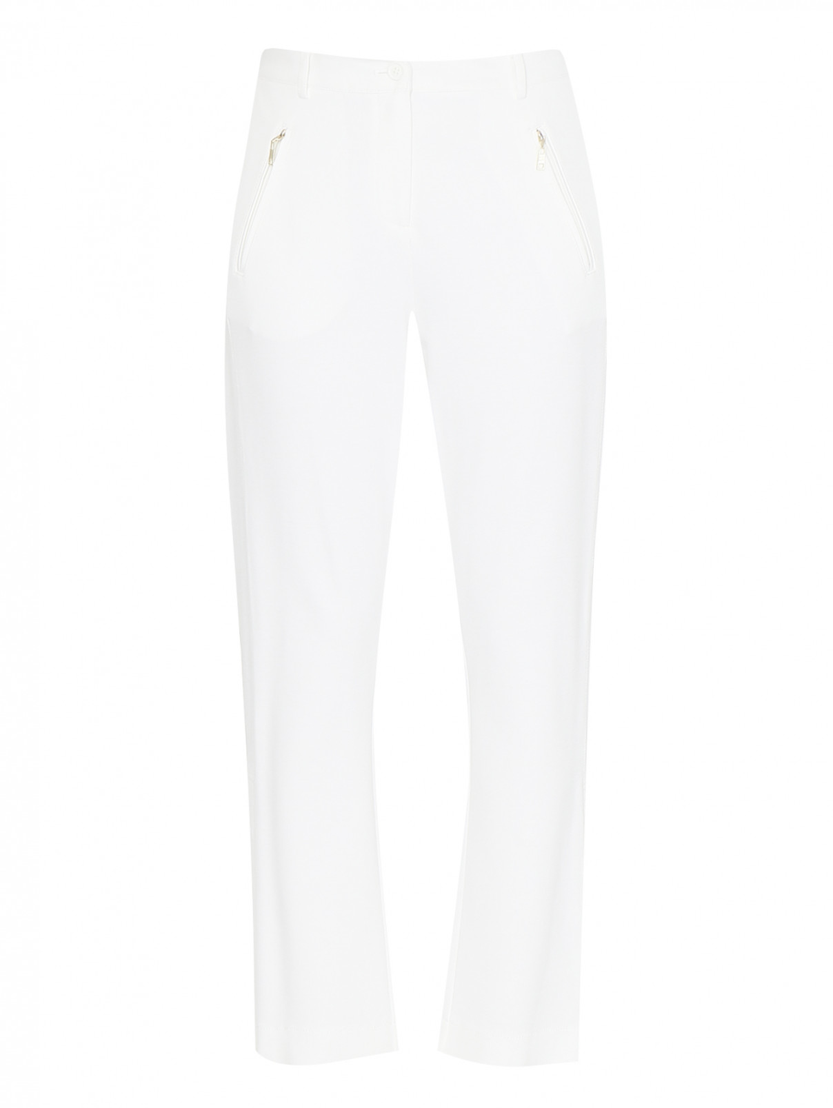 Укороченные брюки с золотой фурнитурой Marina Rinaldi  –  Общий вид  – Цвет:  Белый