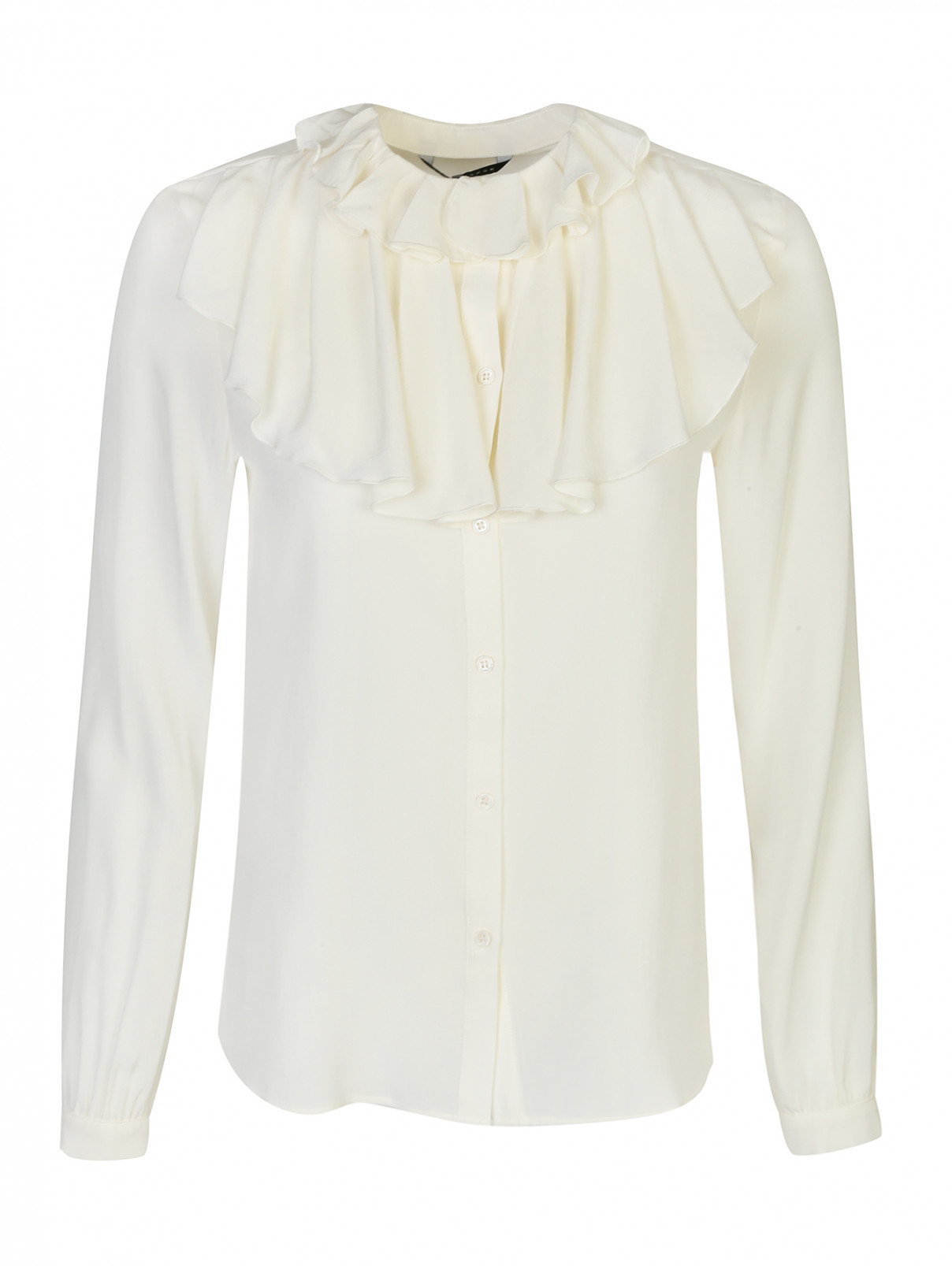 Блуза из шелка с воланами Tara Jarmon  –  Общий вид  – Цвет:  Белый