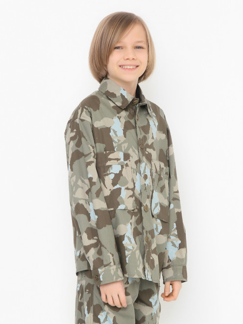 Хлопковая рубашка с накладными карманами - МодельВерхНиз