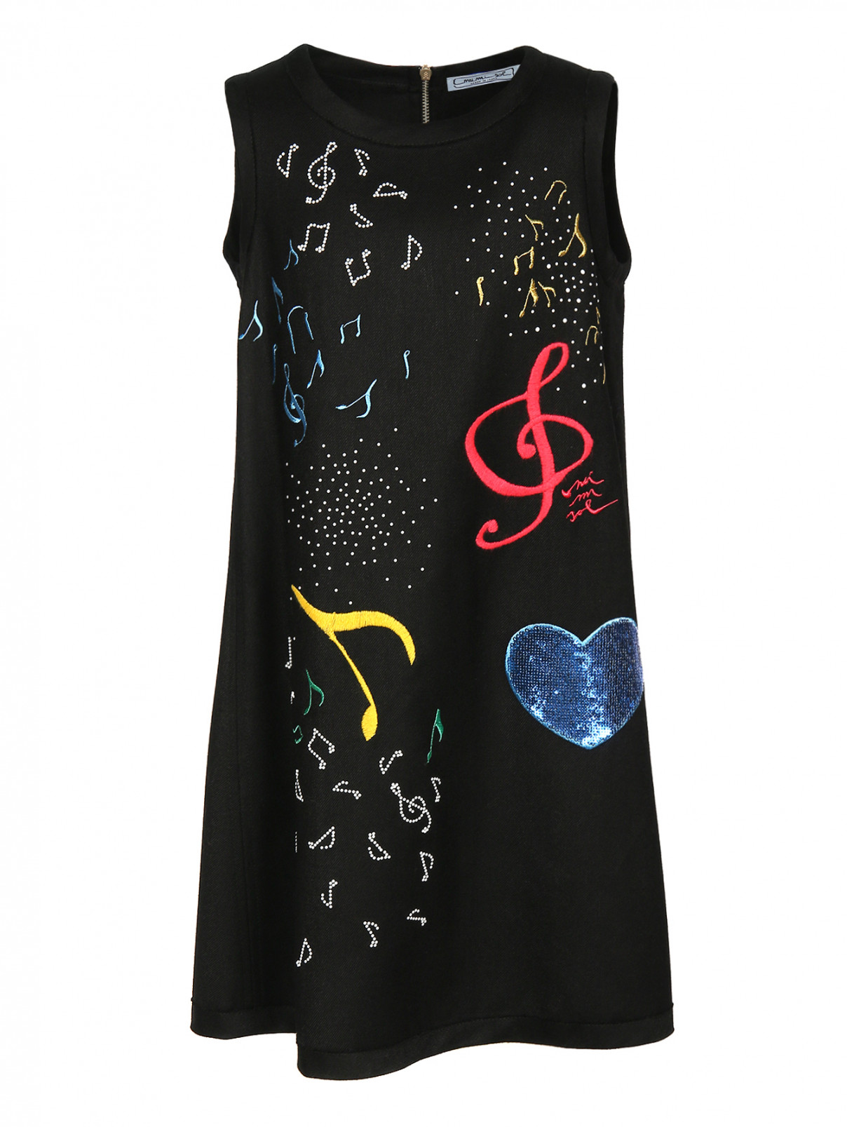 Платье с вышивкой и аппликацией MiMiSol  –  Общий вид  – Цвет:  Черный