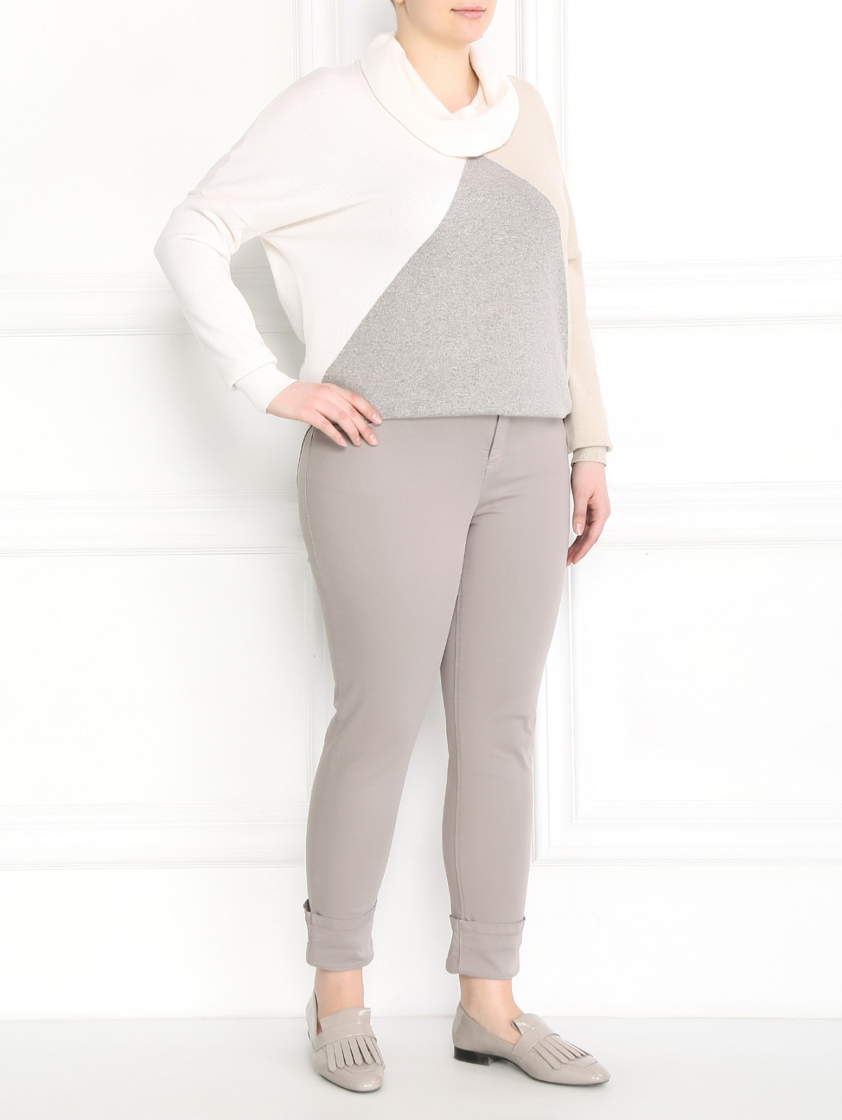 Укороченные брюки из хлопка Marina Sport  –  Модель Общий вид  – Цвет:  Серый