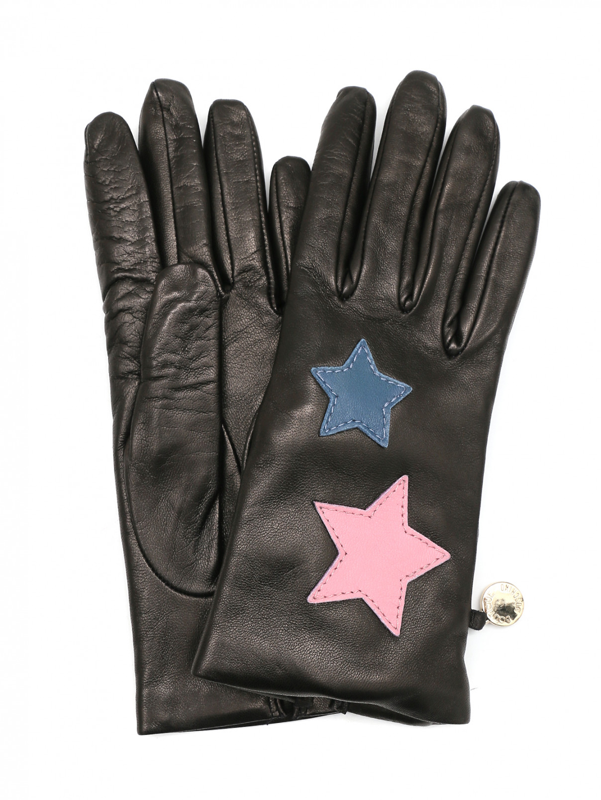 Перчатки из кожи с аппликацией Moschino  –  Общий вид  – Цвет:  Черный