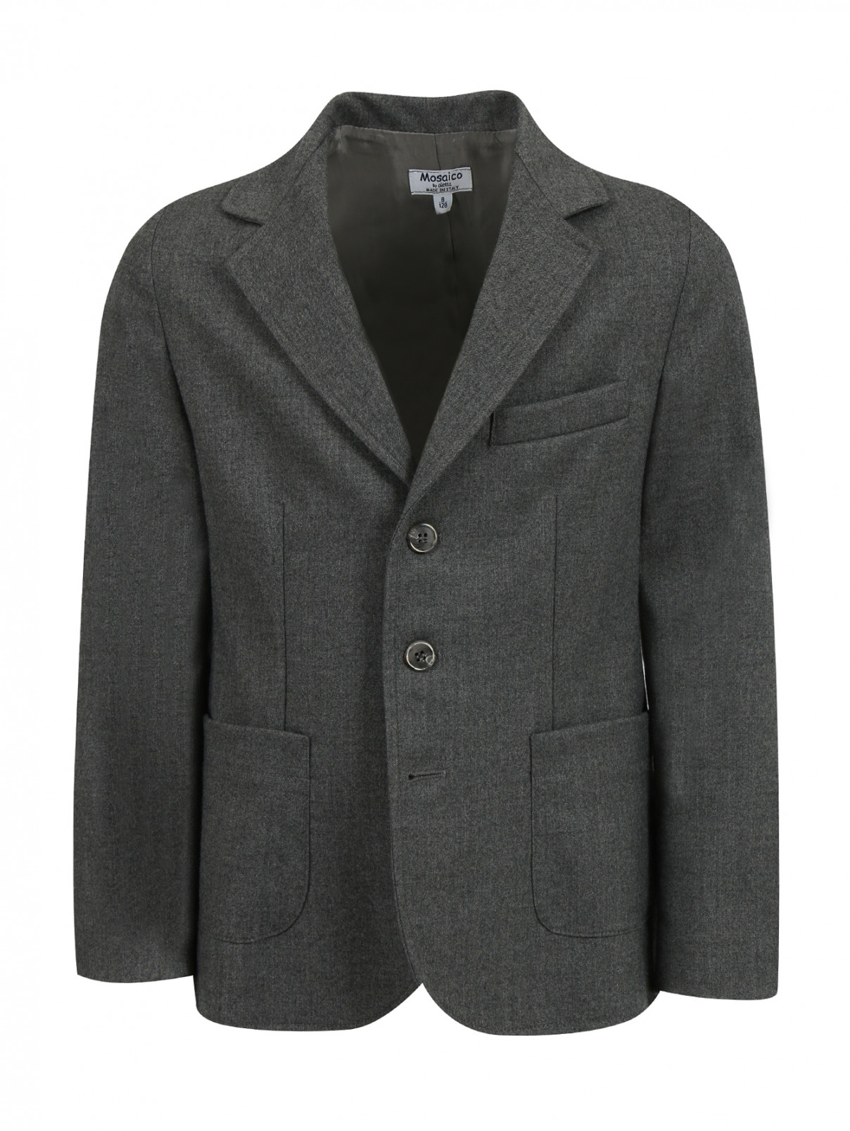 Пиджак классический с накладными карманами Aletta Couture  –  Общий вид  – Цвет:  Серый