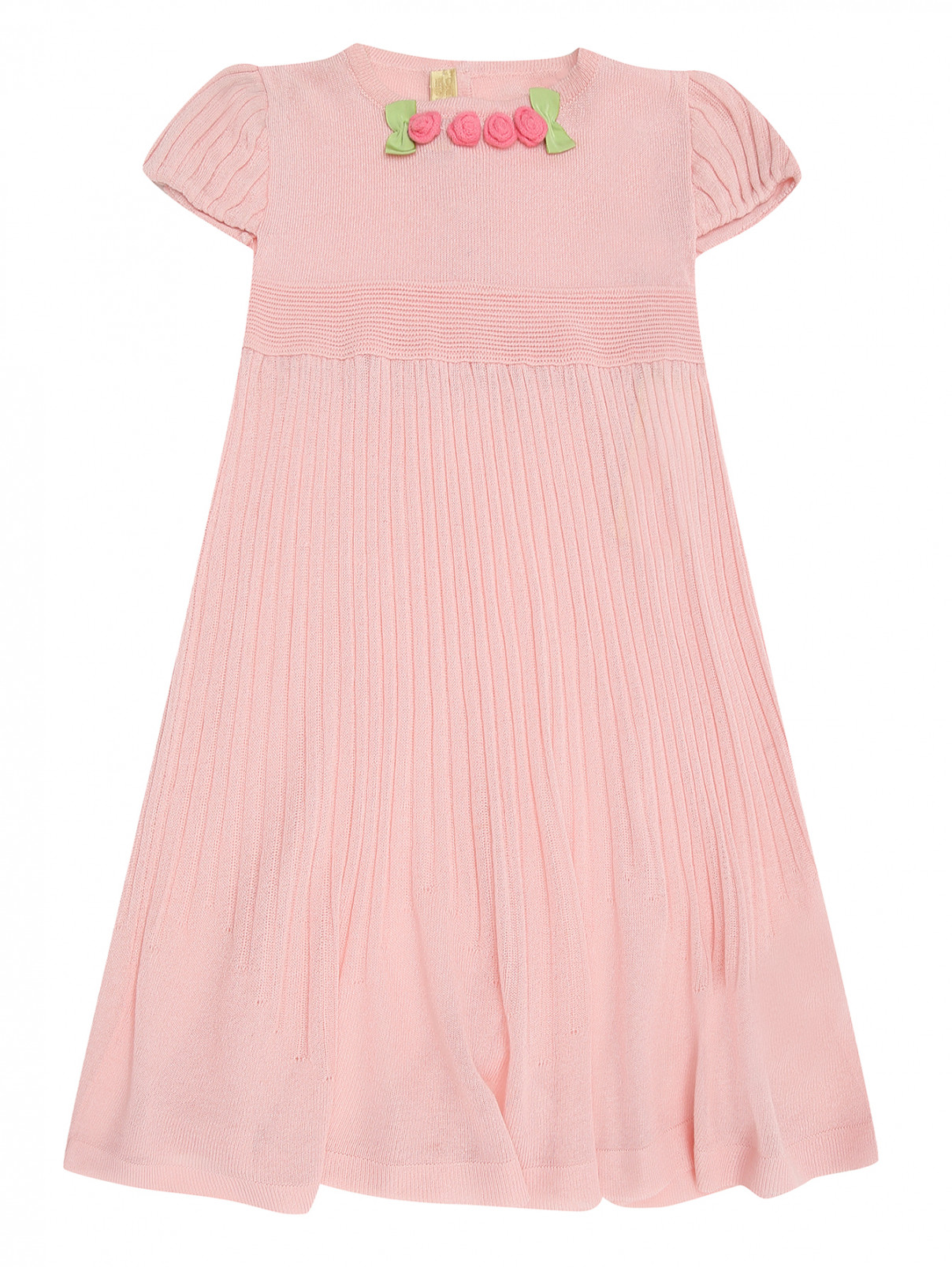 Вязаное платье с завышенной талией I Pinco Pallino  –  Общий вид  – Цвет:  Розовый