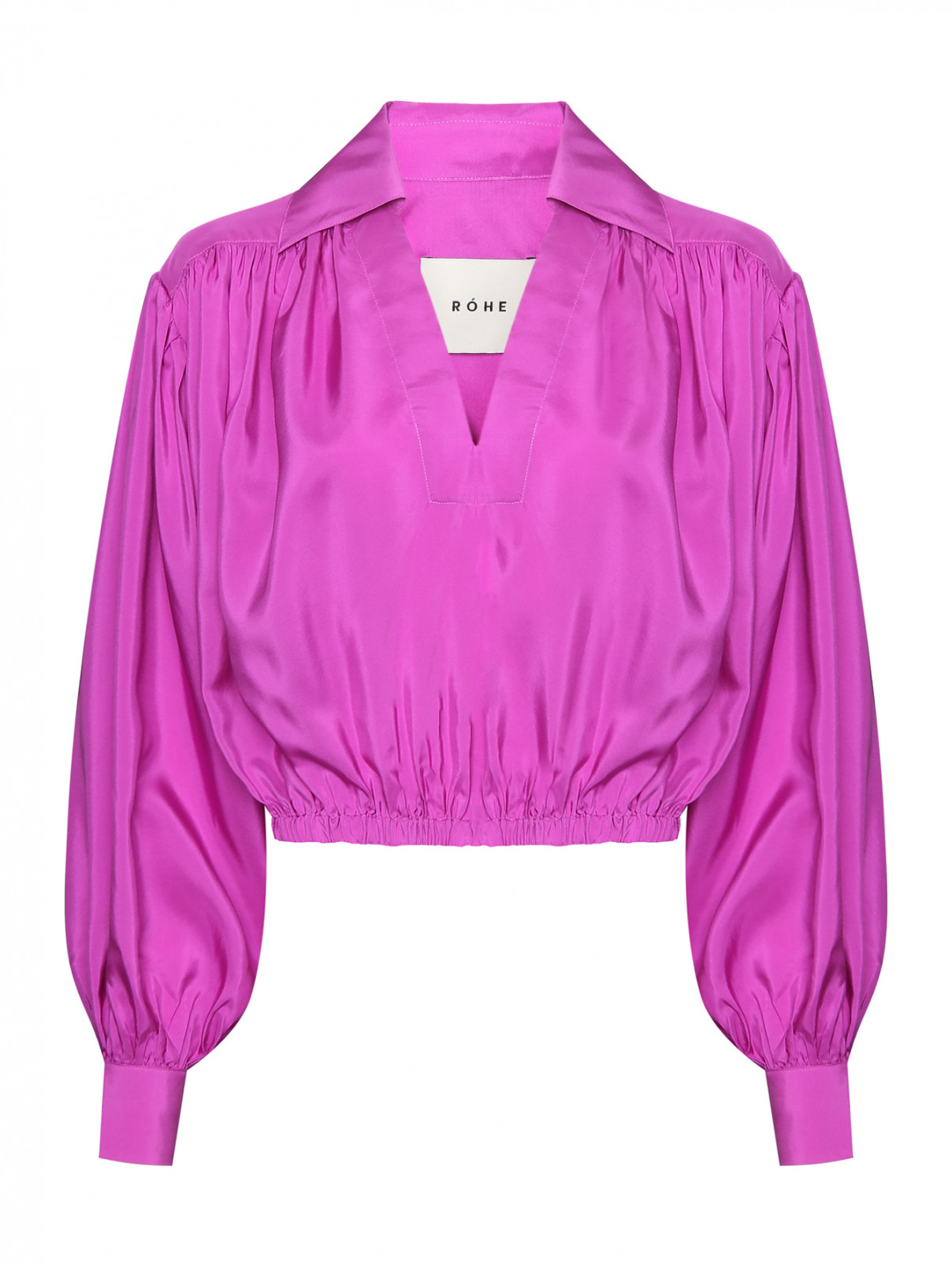 Укороченная блуза из шелка Rohe  –  Общий вид  – Цвет:  Фиолетовый