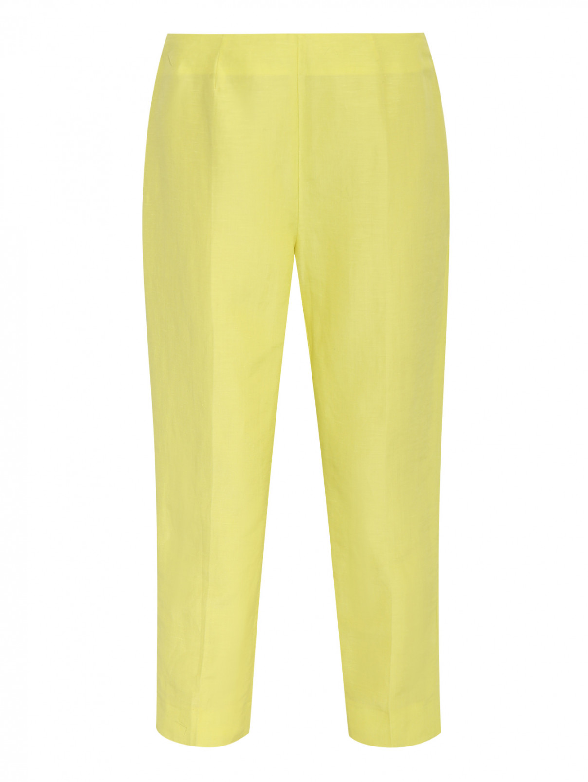 Укороченные брюки из льна и шелка Armani Collezioni  –  Общий вид  – Цвет:  Желтый