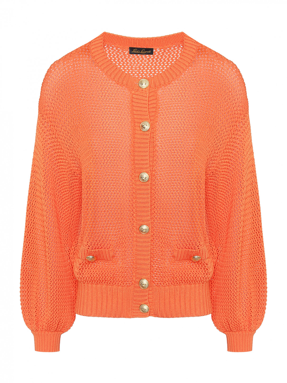 Кардиган ажурной вязки Luisa Spagnoli  –  Общий вид  – Цвет:  Оранжевый