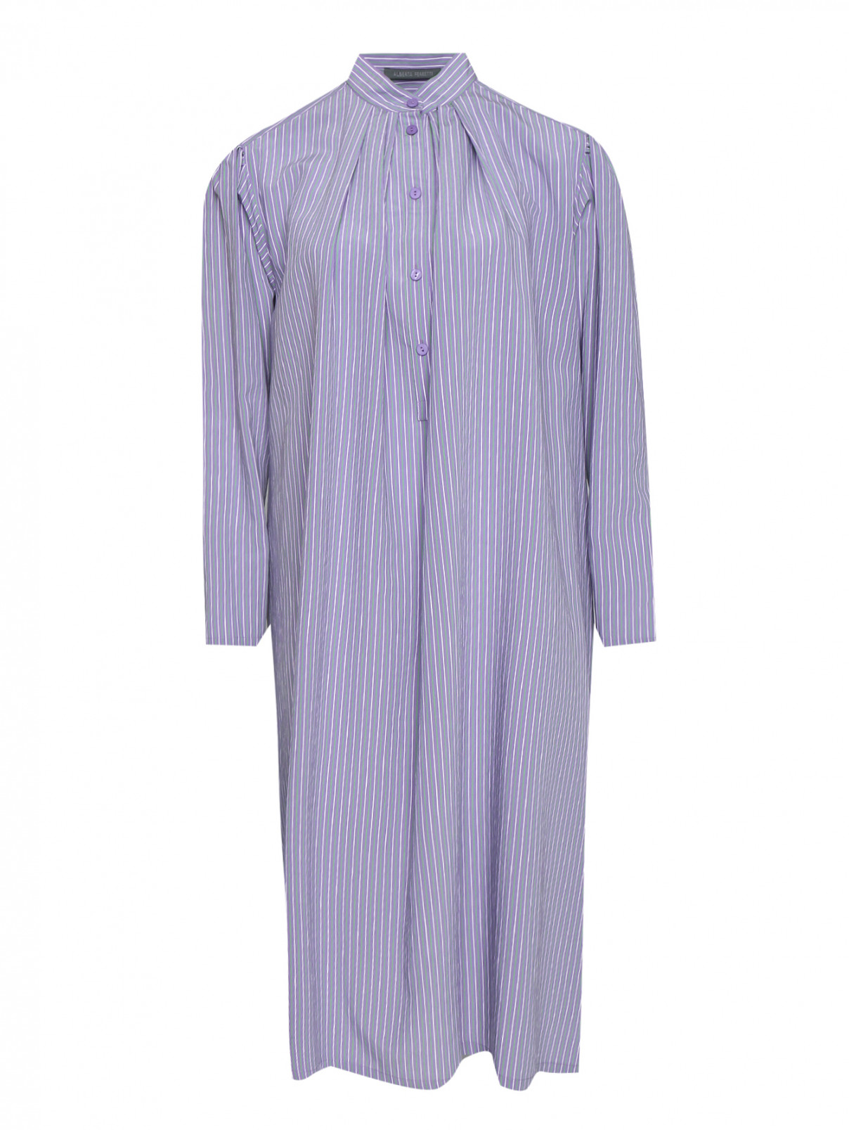 Платье-рубашка в полоску свободного кроя Alberta Ferretti  –  Общий вид  – Цвет:  Фиолетовый