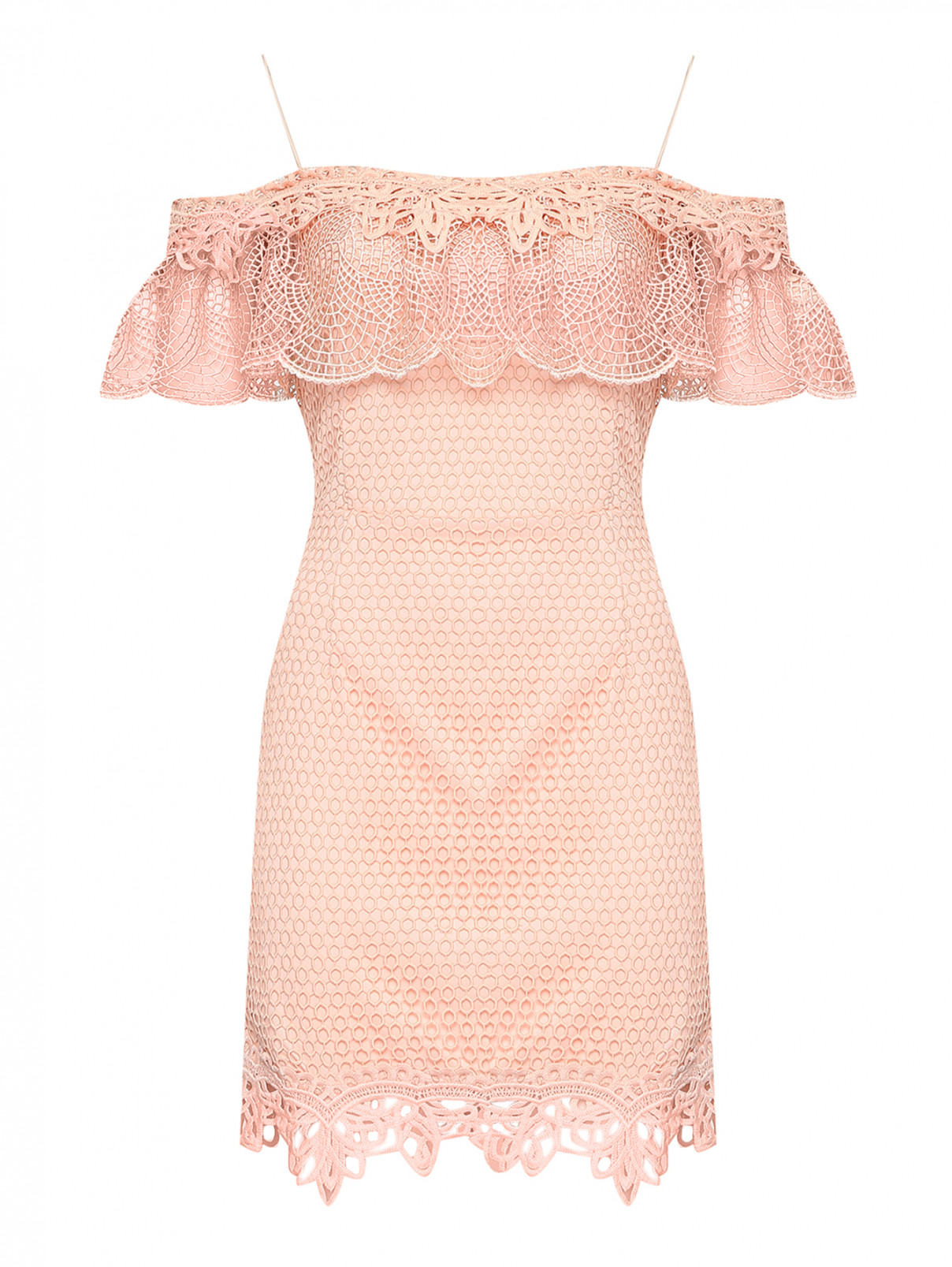 Ажурное платье с отрезной талией Forever Unique  –  Общий вид  – Цвет:  Розовый