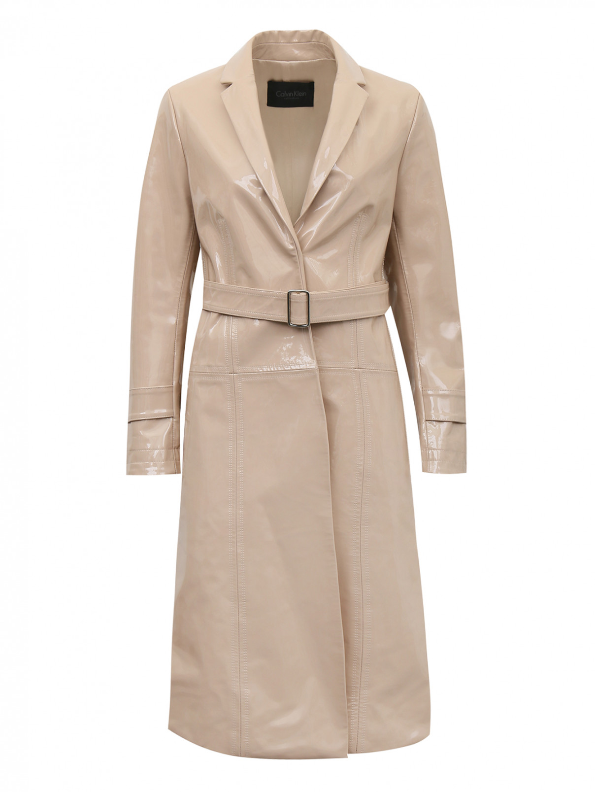 Пальто из лаковой кожи прямого кроя Calvin Klein 205W39NYC  –  Общий вид