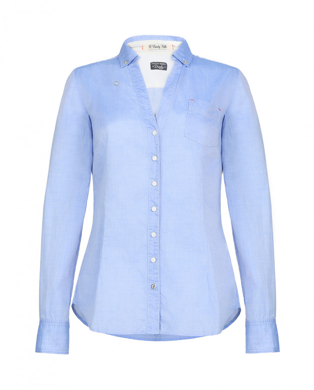 Блуза из хлопка с V-образным вырезом R95TH  –  Общий вид  – Цвет:  Синий