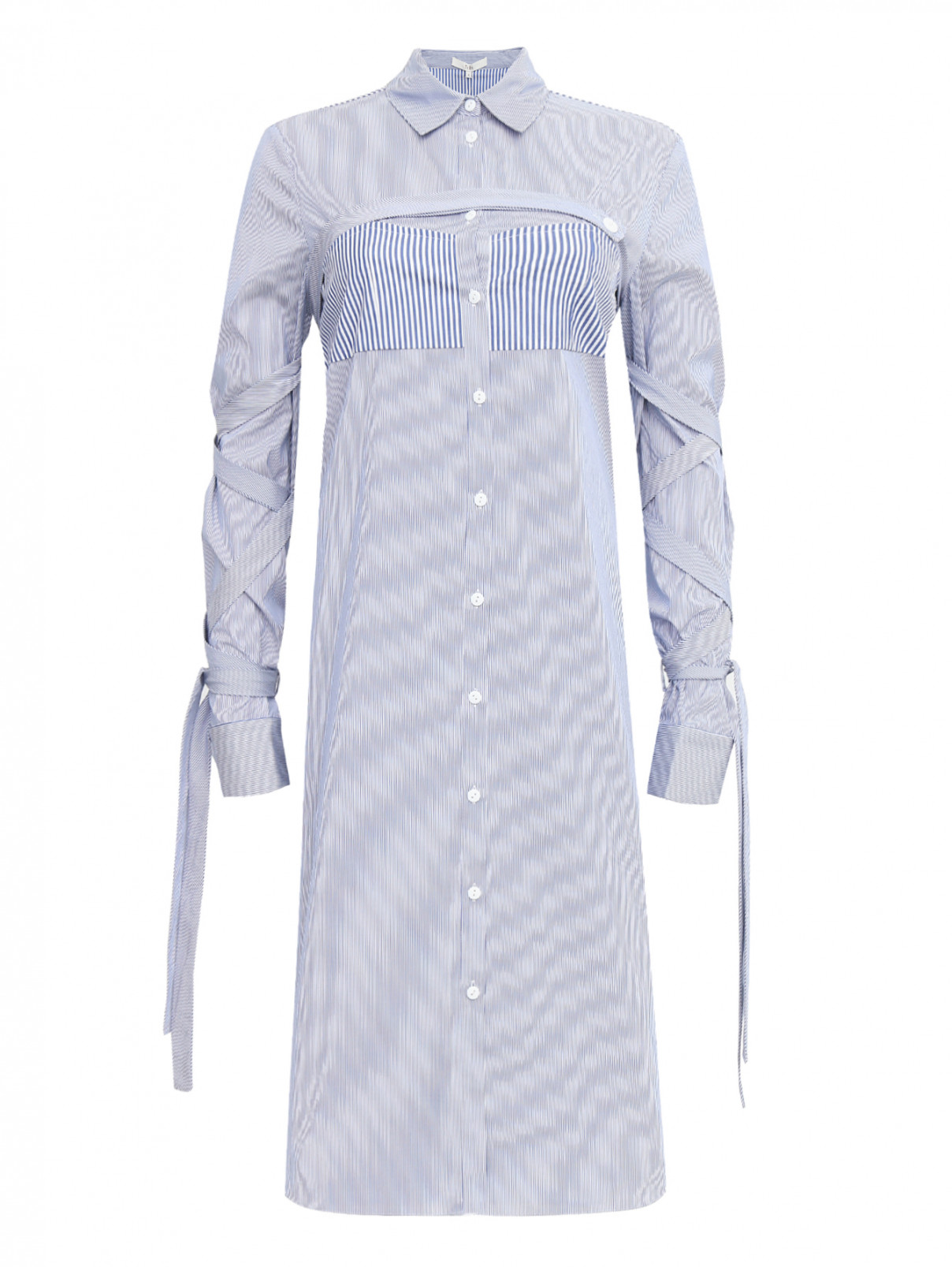 Платье-рубашка из хлопка с узором "полоска" TIBI  –  Общий вид  – Цвет:  Узор