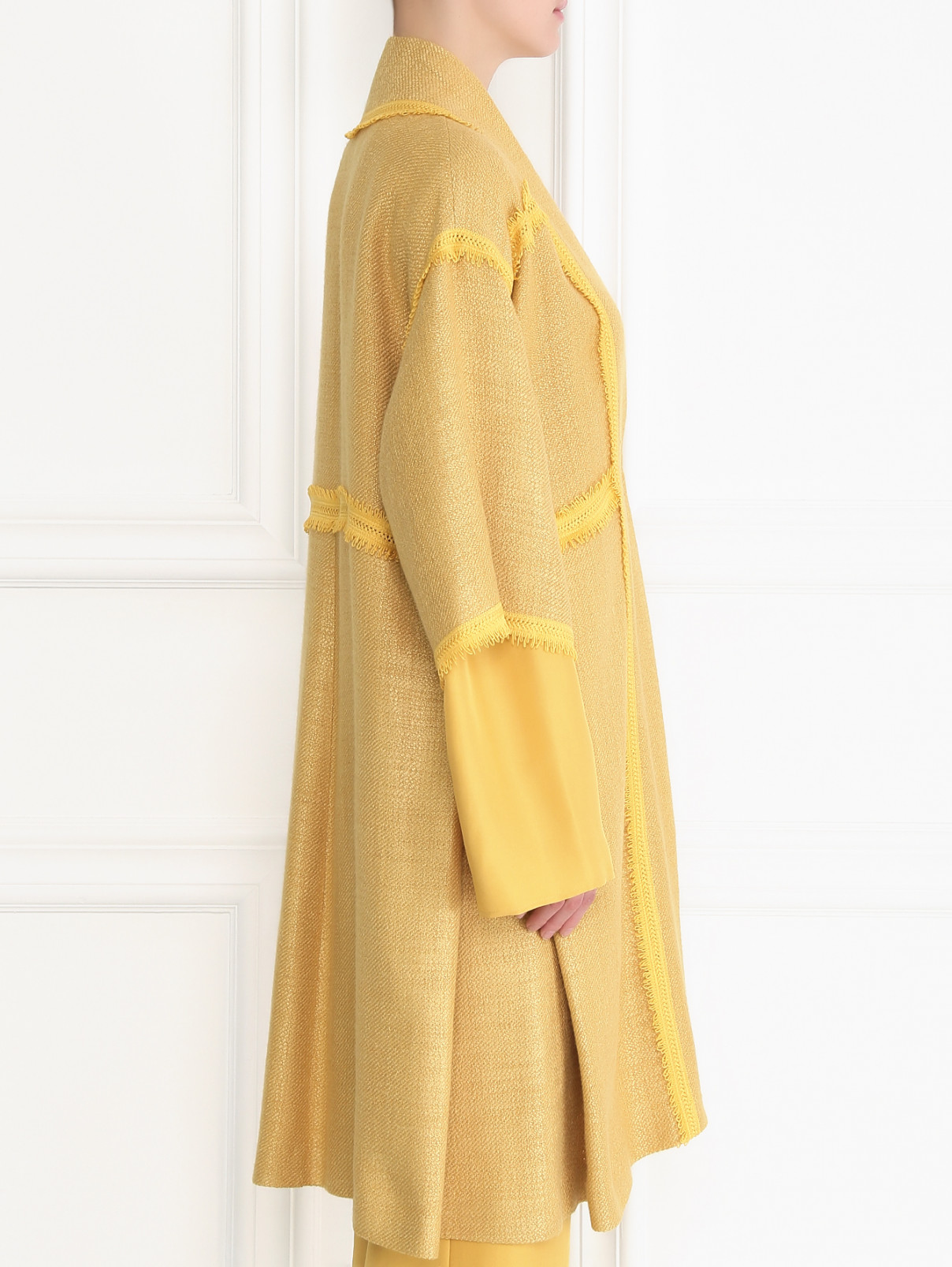 Легкое пальто свободного кроя из вискозы и нейлона Alberta Ferretti  –  МодельВерхНиз2  – Цвет:  Желтый