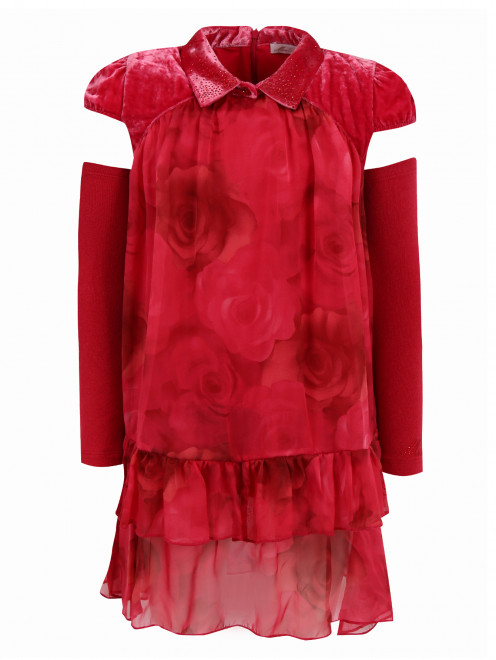 Платье из шелка  свободного кроя с рукавами в комплекте Miss Blumarine - Общий вид