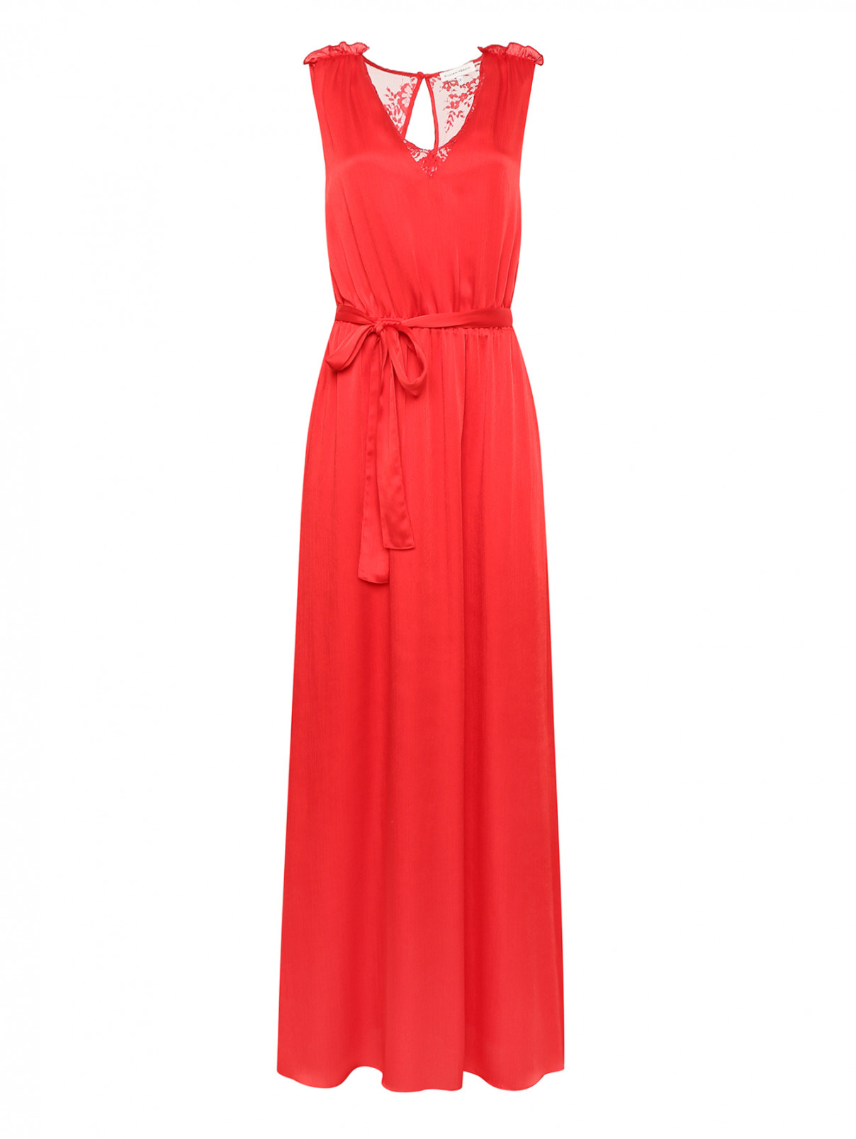 Платье с поясом и вставками из кружева SILVIAN HEACH  –  Общий вид  – Цвет:  Красный