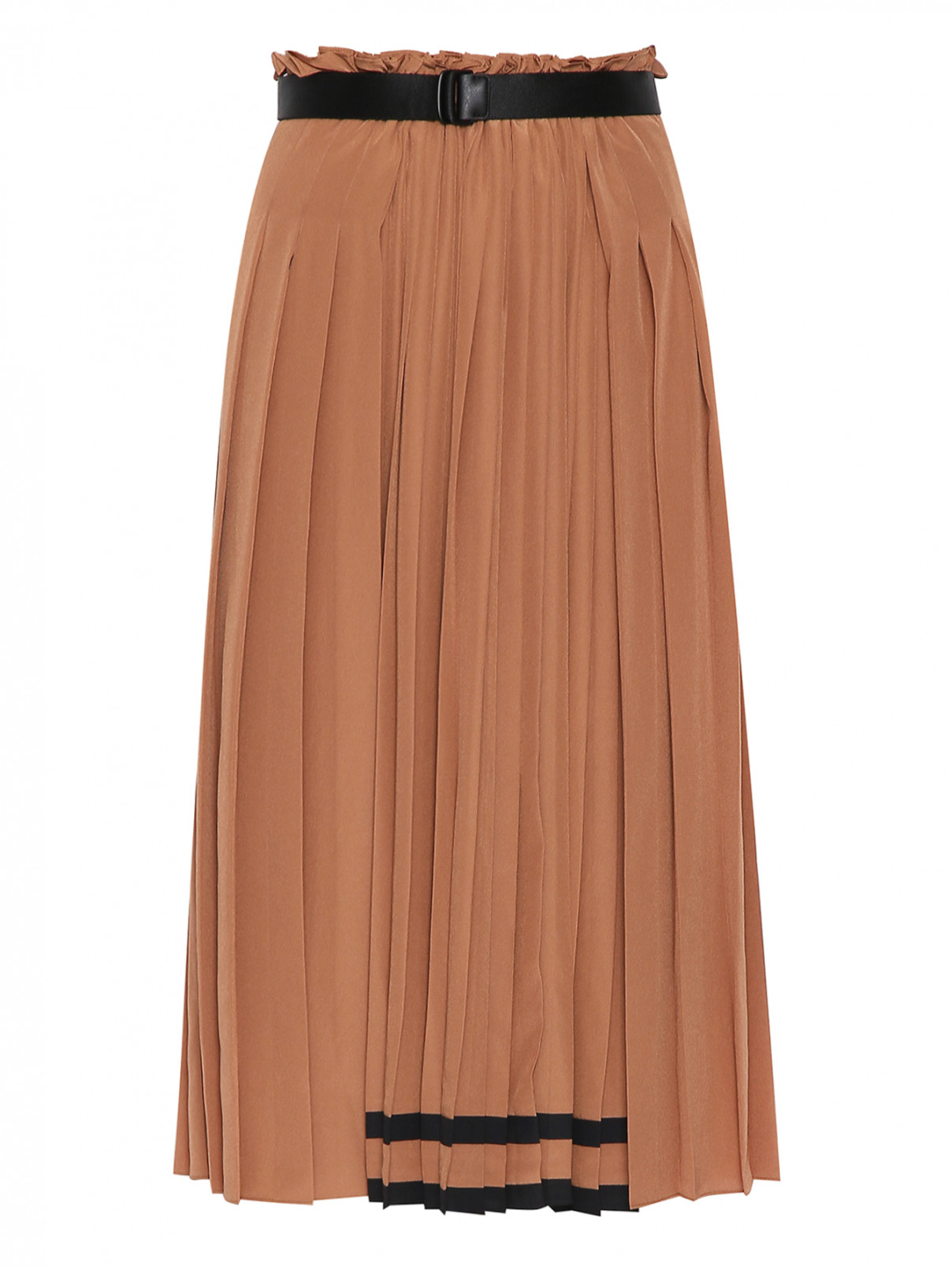 Плиссированная юбка-миди на резинке Max Mara  –  Общий вид  – Цвет:  Бежевый