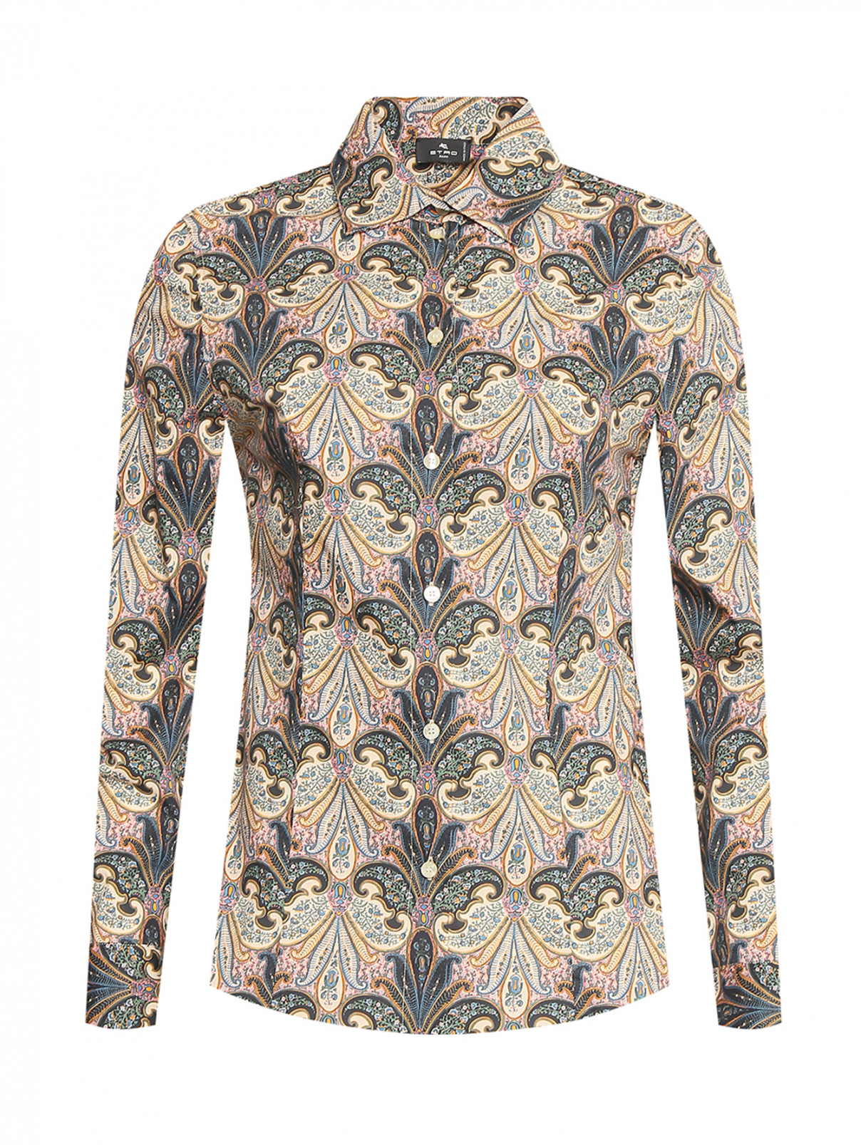 Блуза из хлопка с узором Etro  –  Общий вид  – Цвет:  Мультиколор