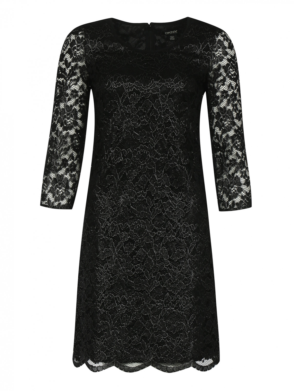 Кружевное платье-мини DKNY  –  Общий вид  – Цвет:  Черный