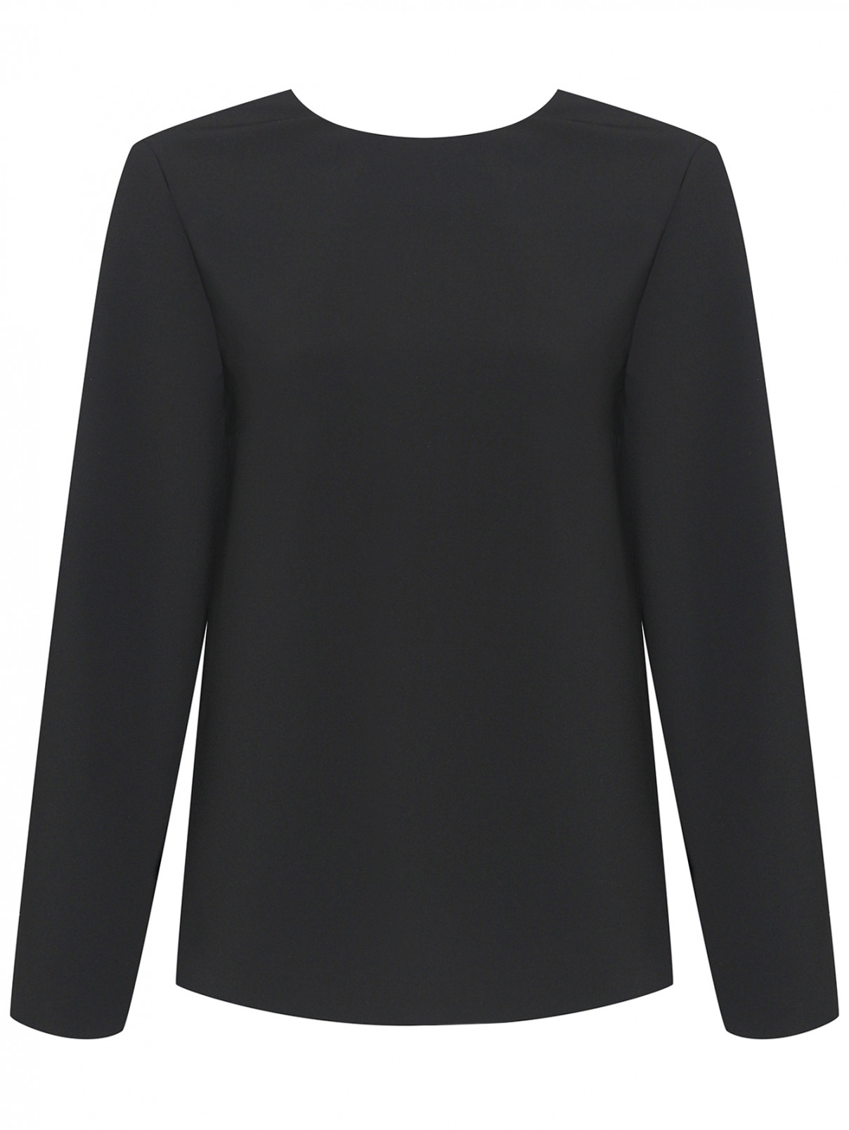 Однотонная блуза с логотипом Nina Ricci  –  Общий вид  – Цвет:  Черный