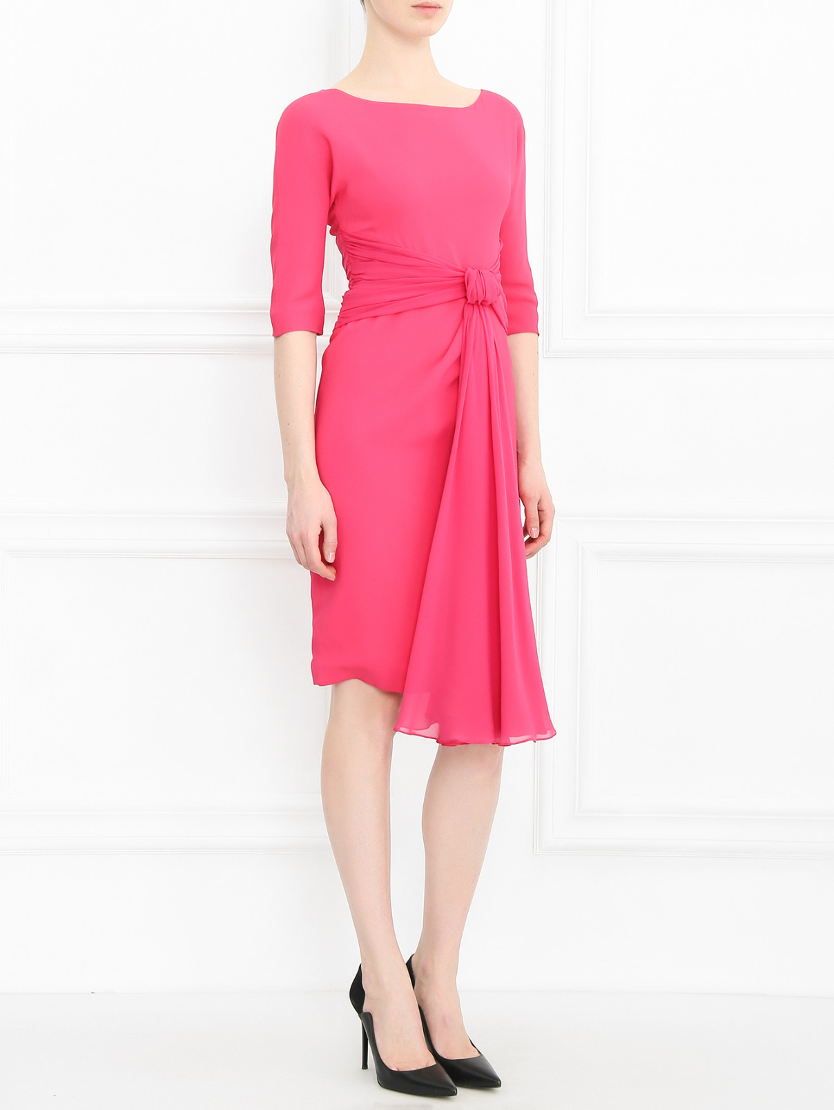 Платье-мини с декором и рукавами 3/4 Max Mara  –  Модель Общий вид  – Цвет:  Розовый