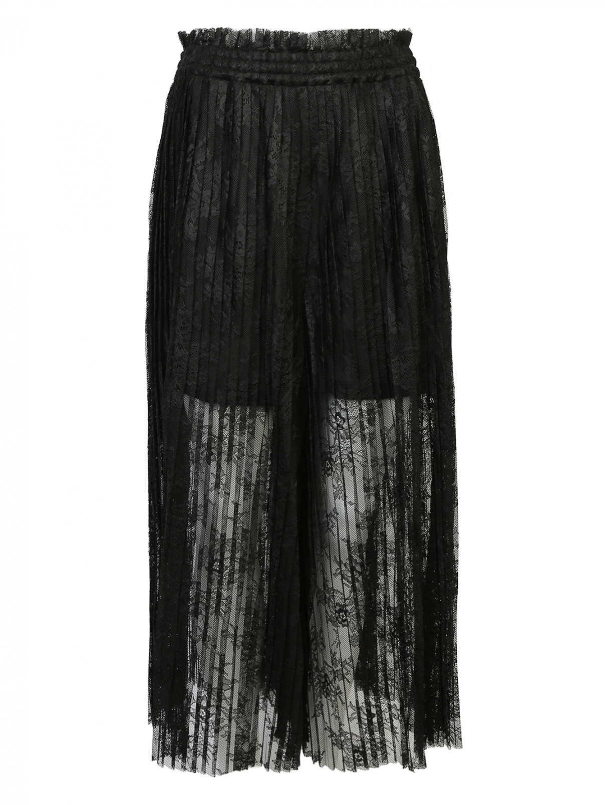 Юбка-брюки из плиссированного кружева MM6  –  Общий вид  – Цвет:  Черный