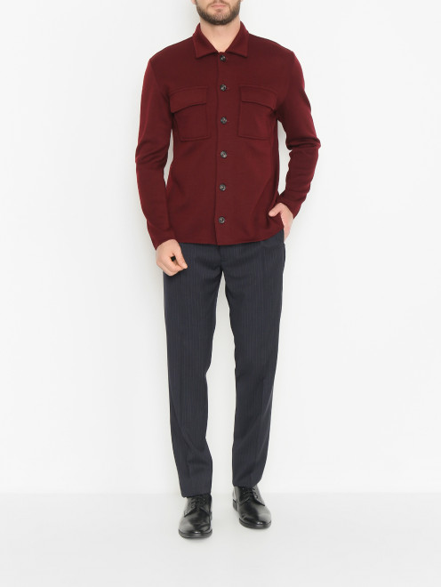 Трикотажный пиджак-рубашка из шерсти LARDINI - МодельОбщийВид