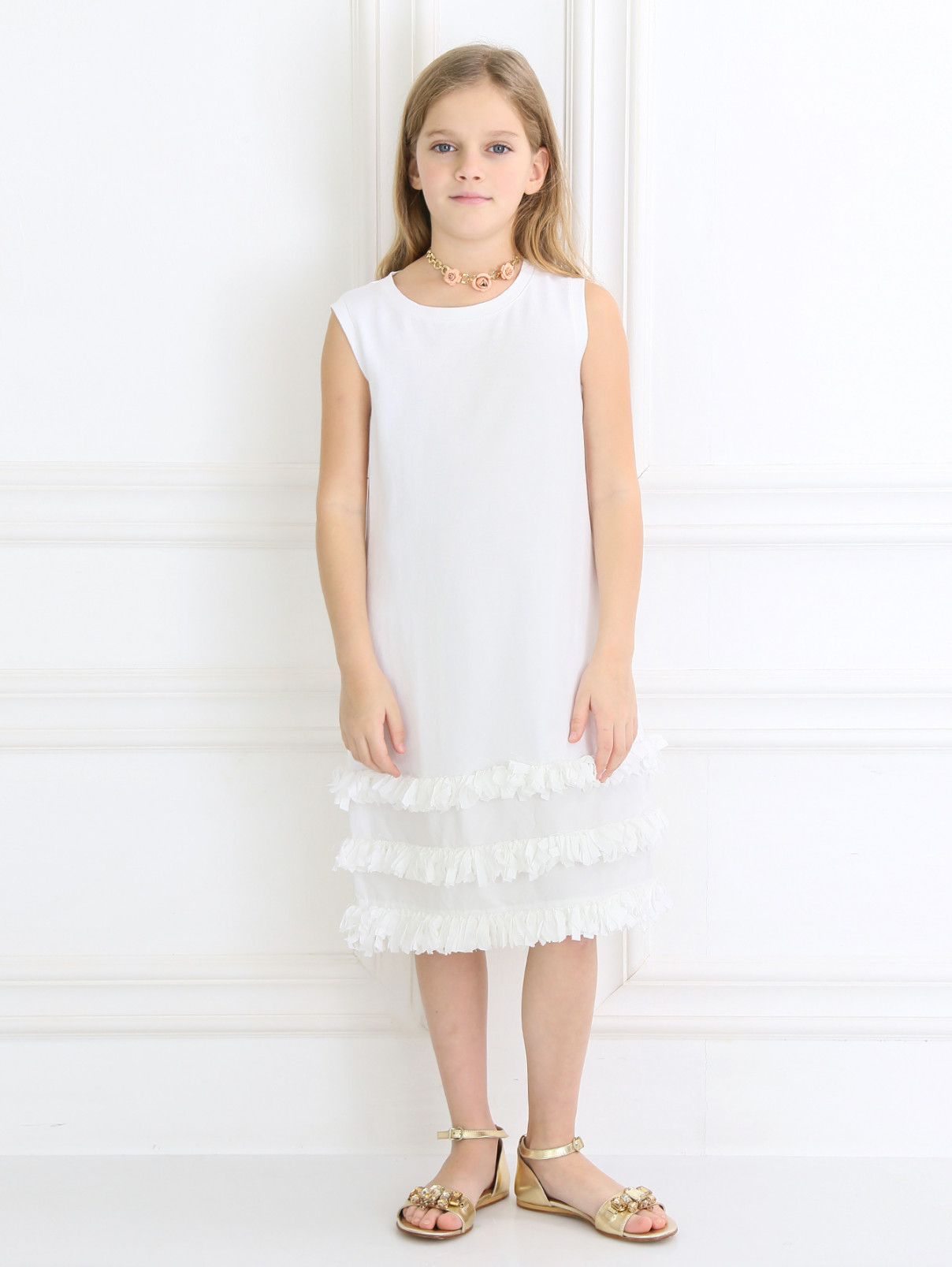 Платье А-силуэта из хлопка Simonetta  –  Модель Общий вид  – Цвет:  Белый