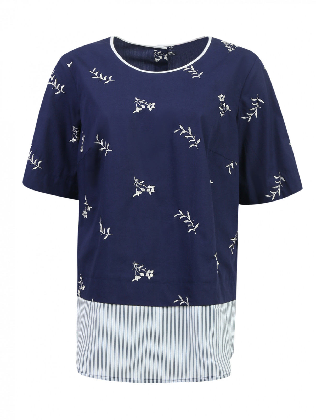 Блуза из хлопка декорированная вышивкой Marina Sport  –  Общий вид  – Цвет:  Узор