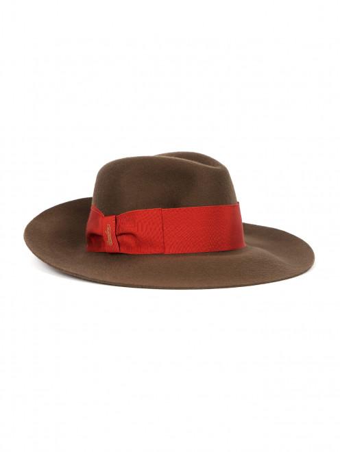 Шляпа шерстяная декорированная репсовой лентой Borsalino - Общий вид