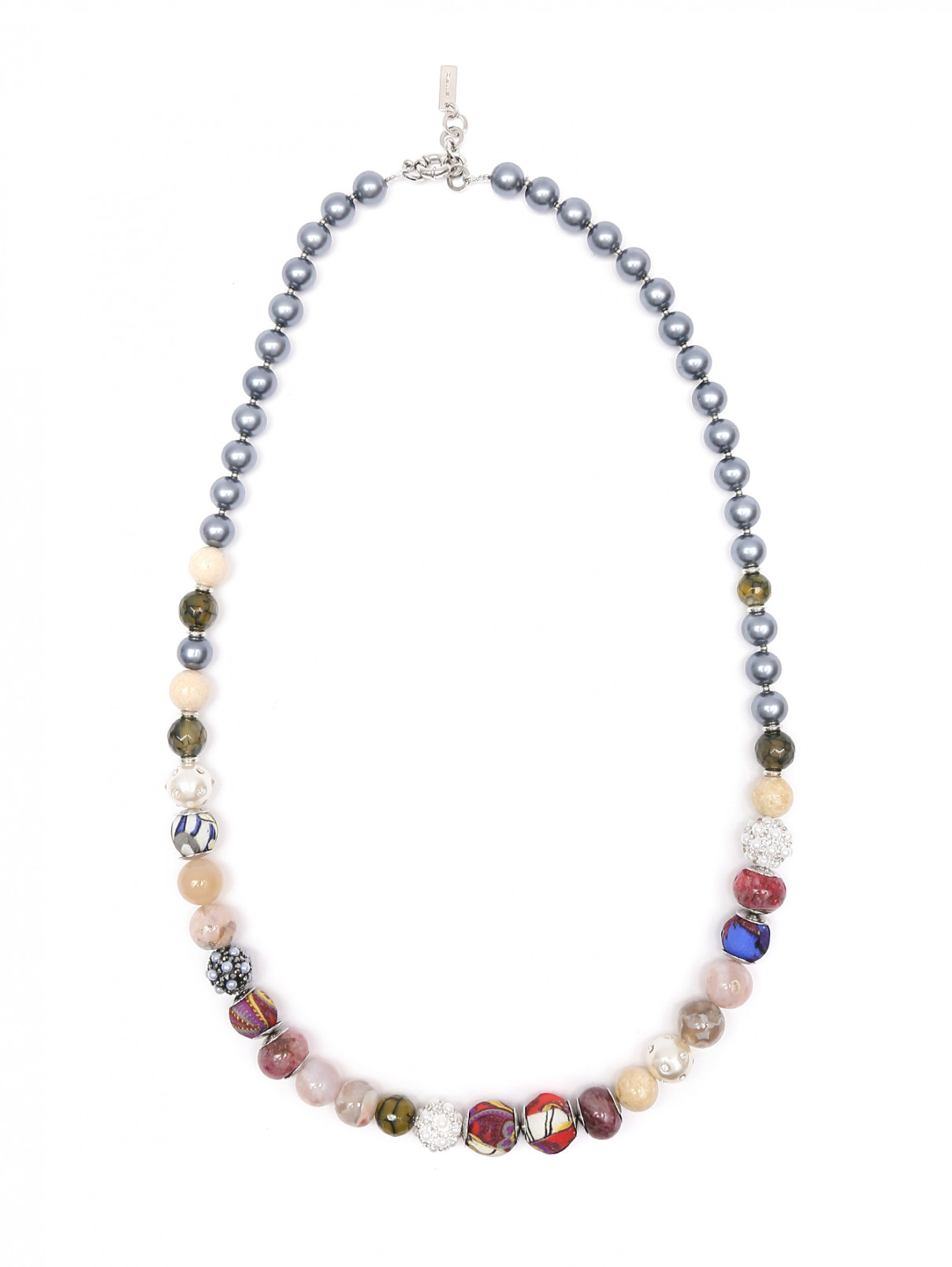 Ожерелье из меди, жемчуга и шелка с кристаллами Etro  –  Общий вид  – Цвет:  Мультиколор