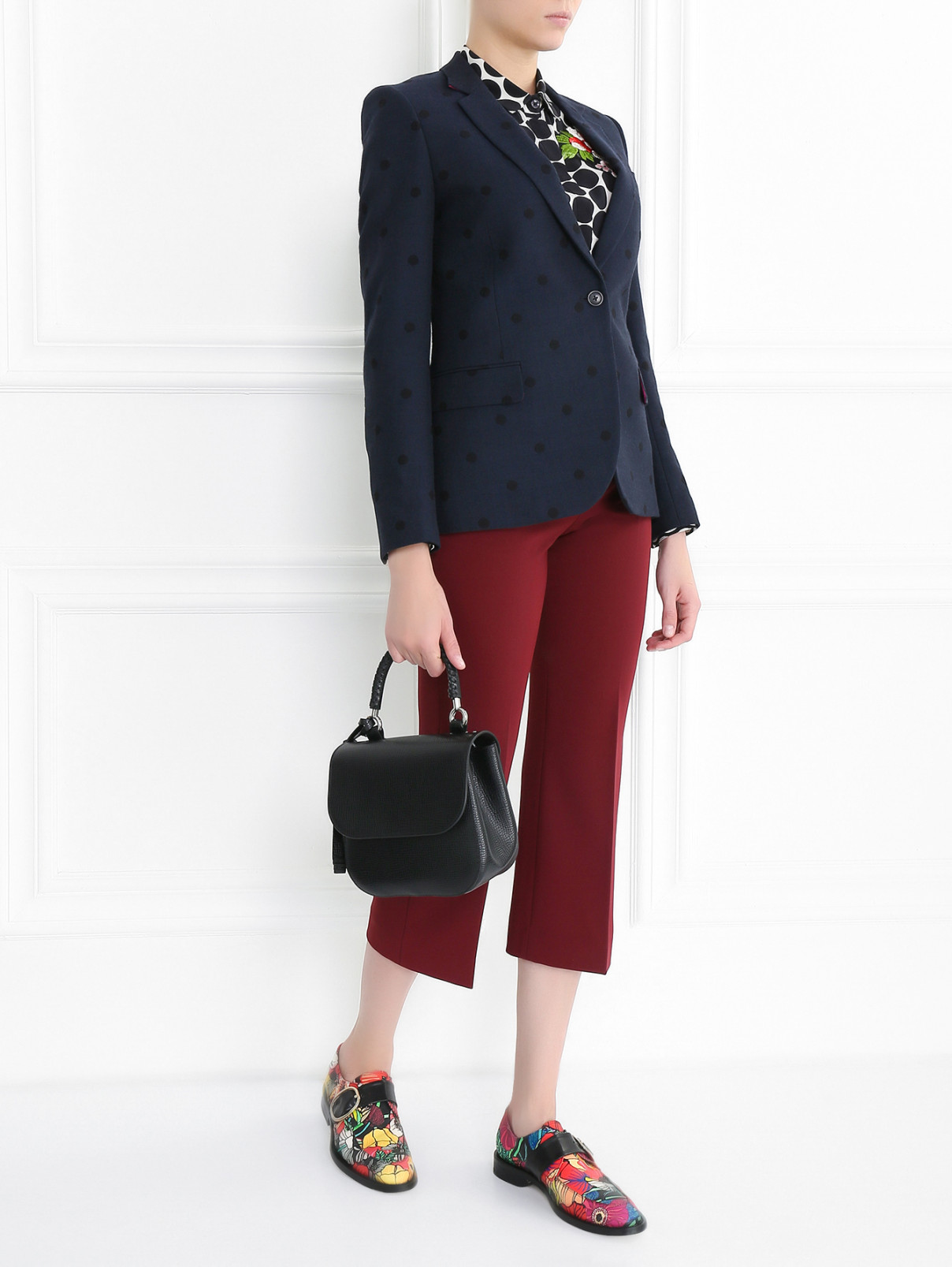 Контрастная блуза из шелка с объемной вышивкой Etro  –  Модель Общий вид  – Цвет:  Узор