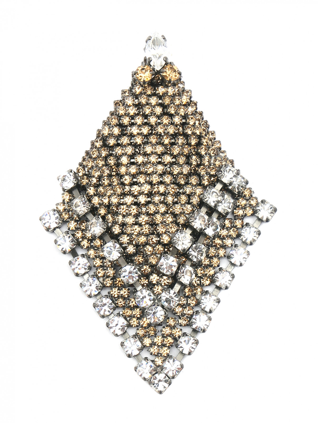 Брошь из металла декорированная кристаллами Ermanno Scervino  –  Общий вид  – Цвет:  Золотой