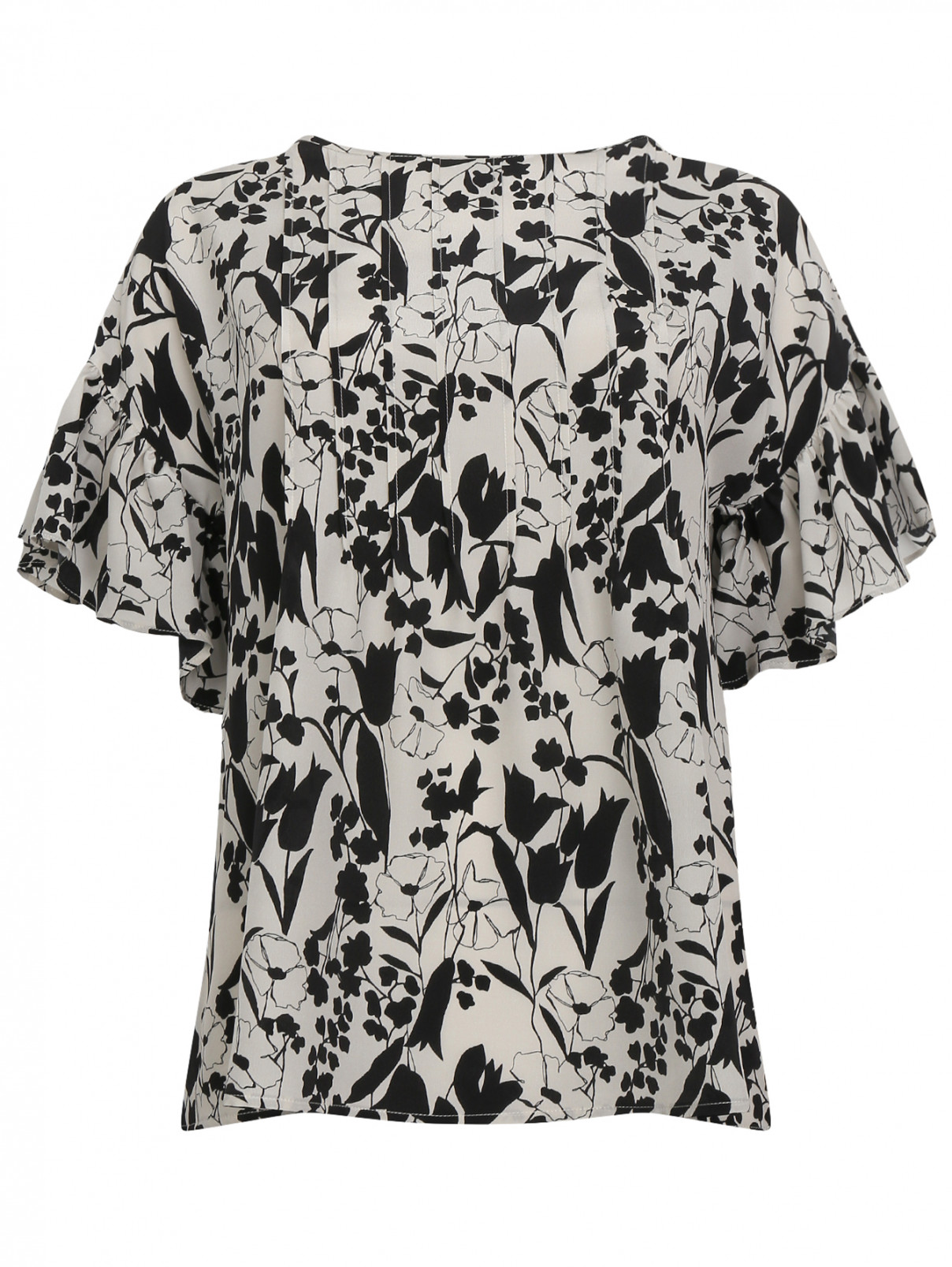Блуза из шелка с принтом Weekend Max Mara  –  Общий вид  – Цвет:  Белый