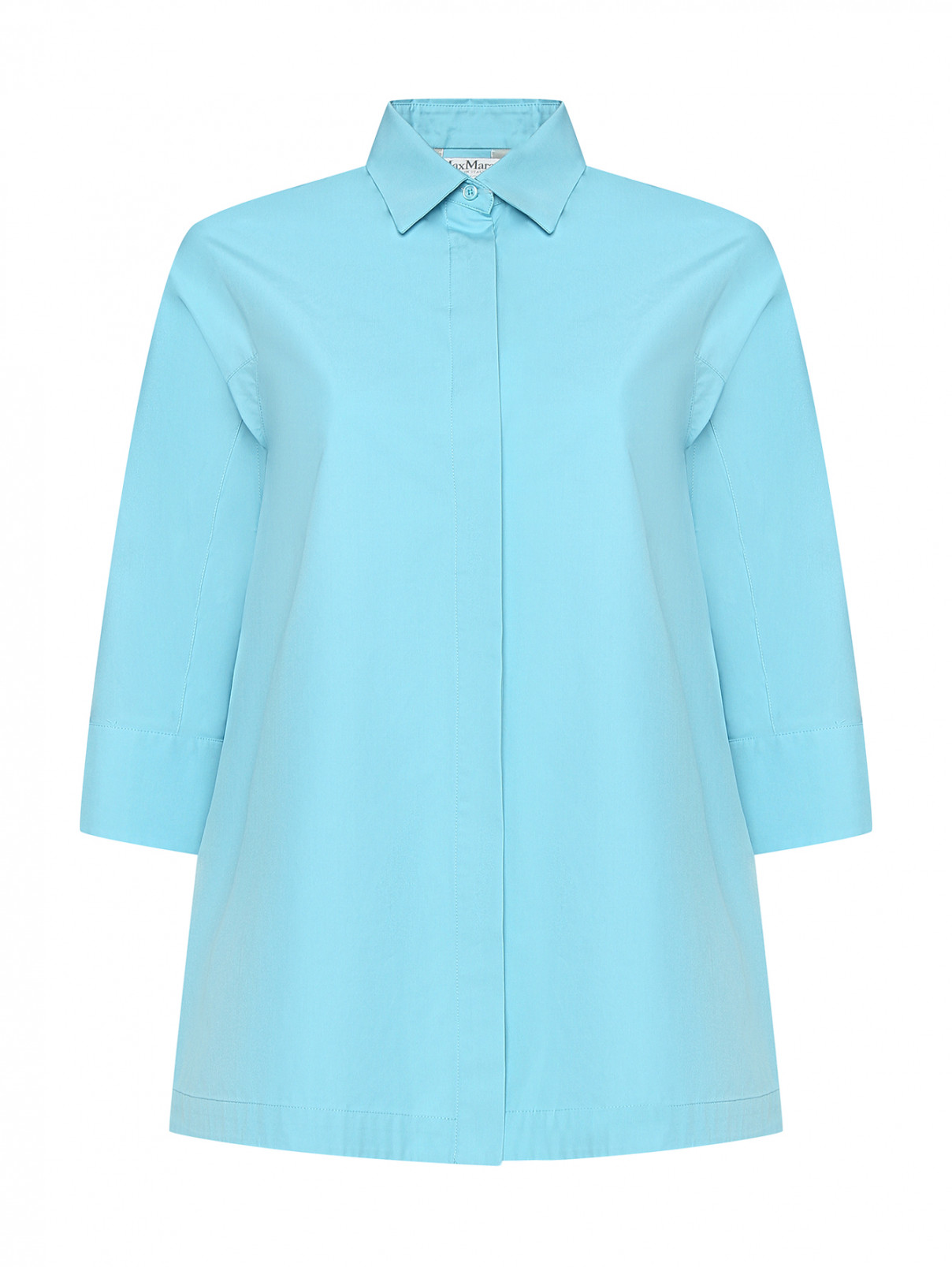 Рубашка из хлопка с рукавами 3/4 Max Mara  –  Общий вид  – Цвет:  Синий