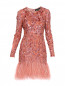 Платье из вискозы с пайетками и перьями Jenny Packham  –  Общий вид