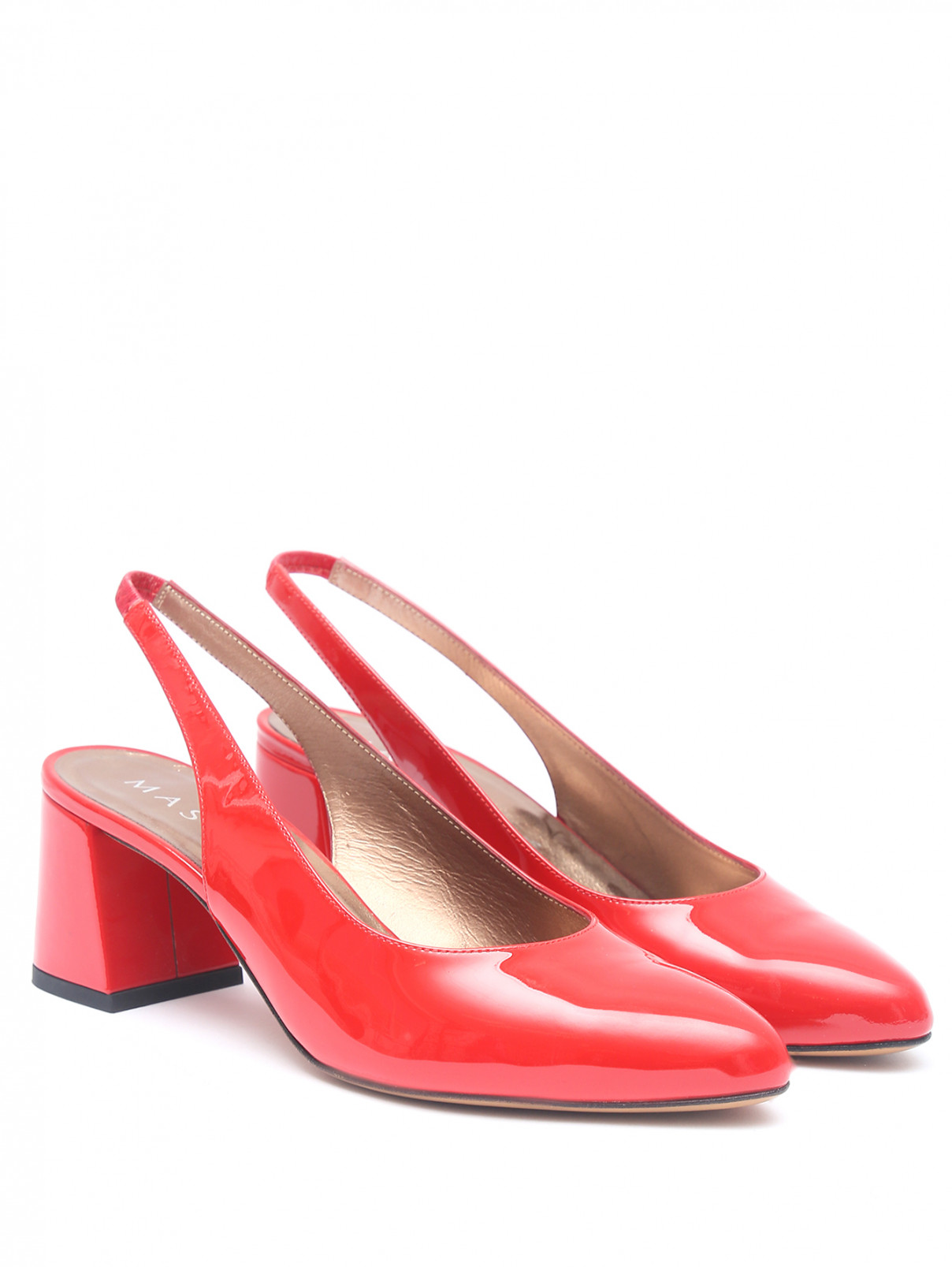Туфли из лаковой кожи на устойчивом каблуке Mascaro  –  Общий вид  – Цвет:  Красный