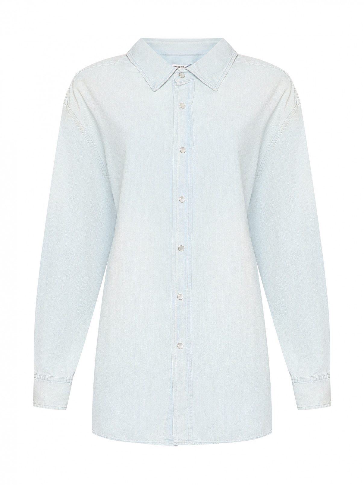 Рубашка оверсайз из хлопка Balenciaga  –  Общий вид  – Цвет:  Синий