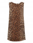 Платье из шелка и шерсти прямого фасона с узором Dolce & Gabbana  –  Общий вид