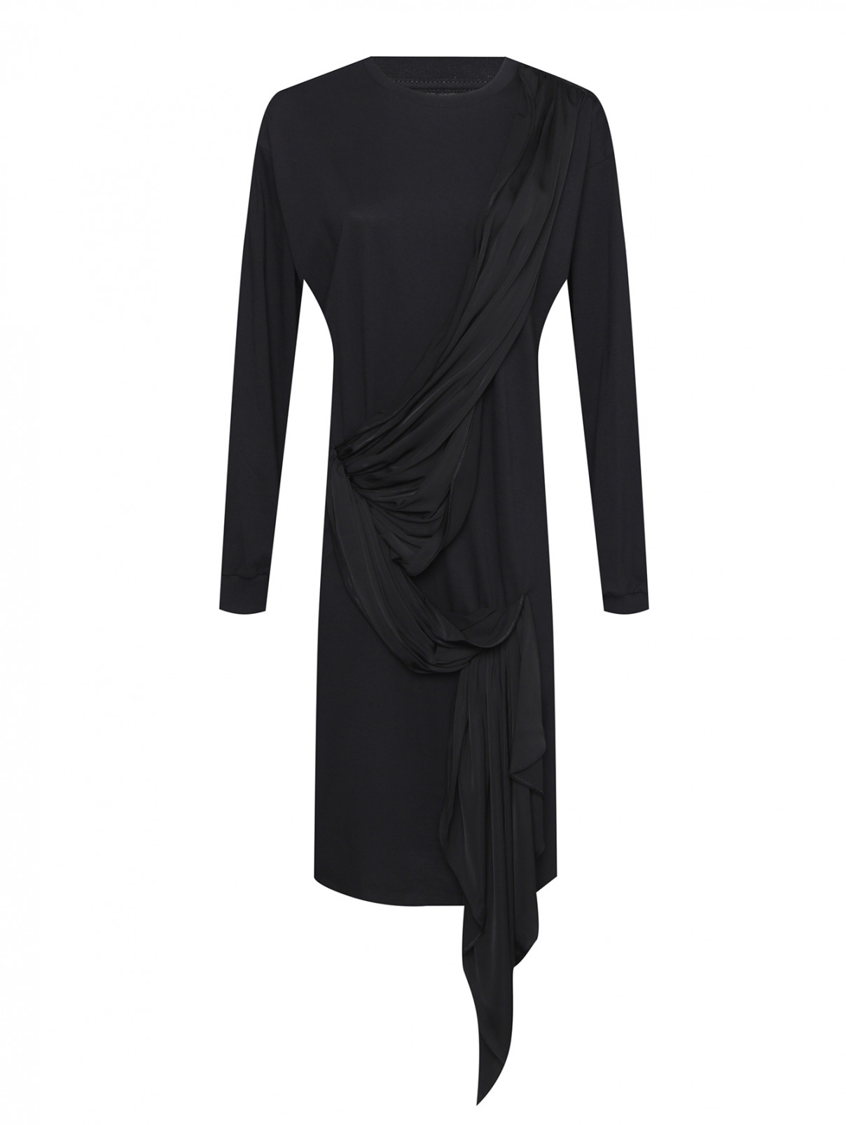 Платье-миди из хлопка с декором MM6  –  Общий вид  – Цвет:  Черный