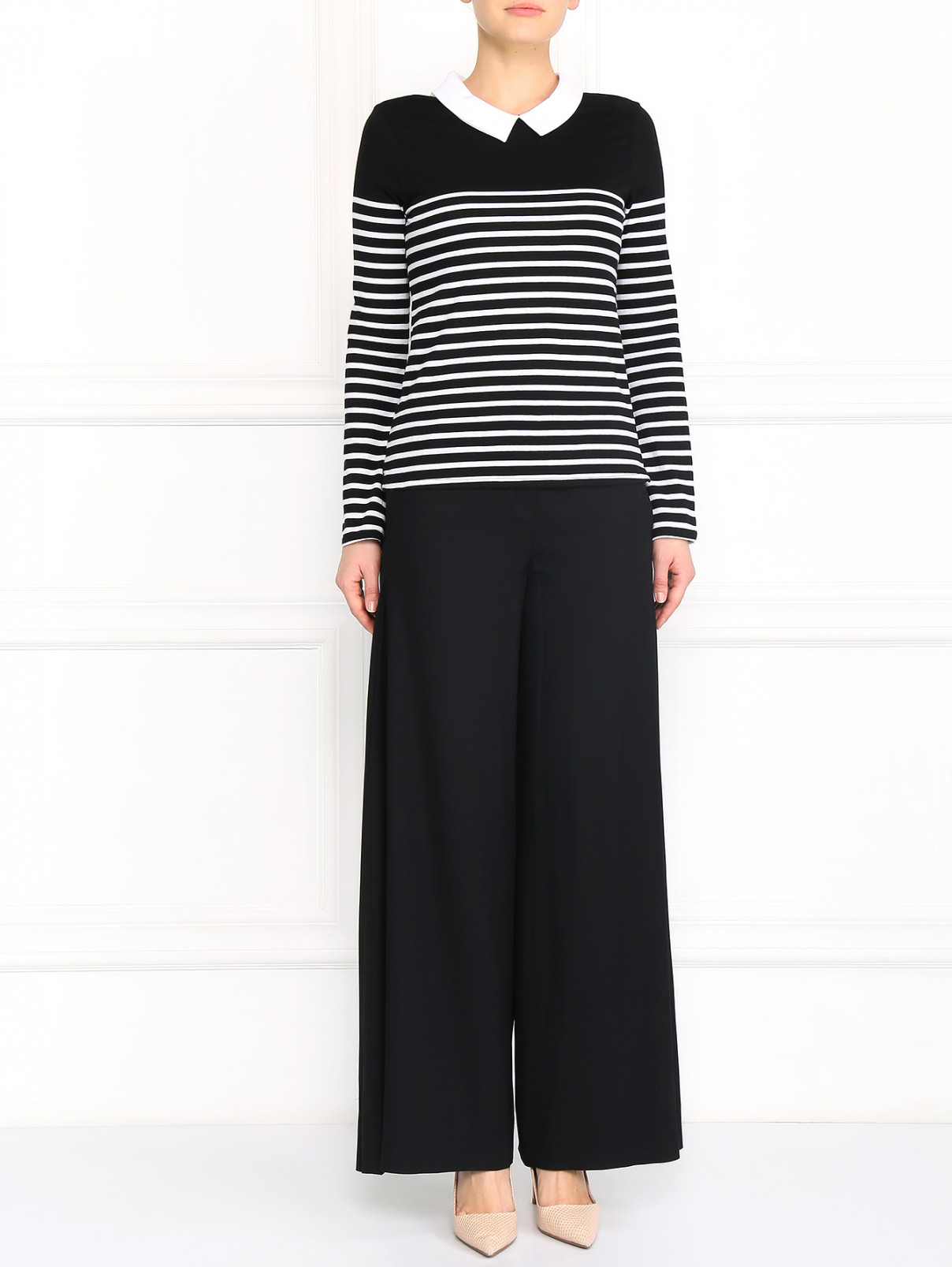 Широкие брюки с боковыми клиньями Emporio Armani  –  Модель Общий вид  – Цвет:  Черный
