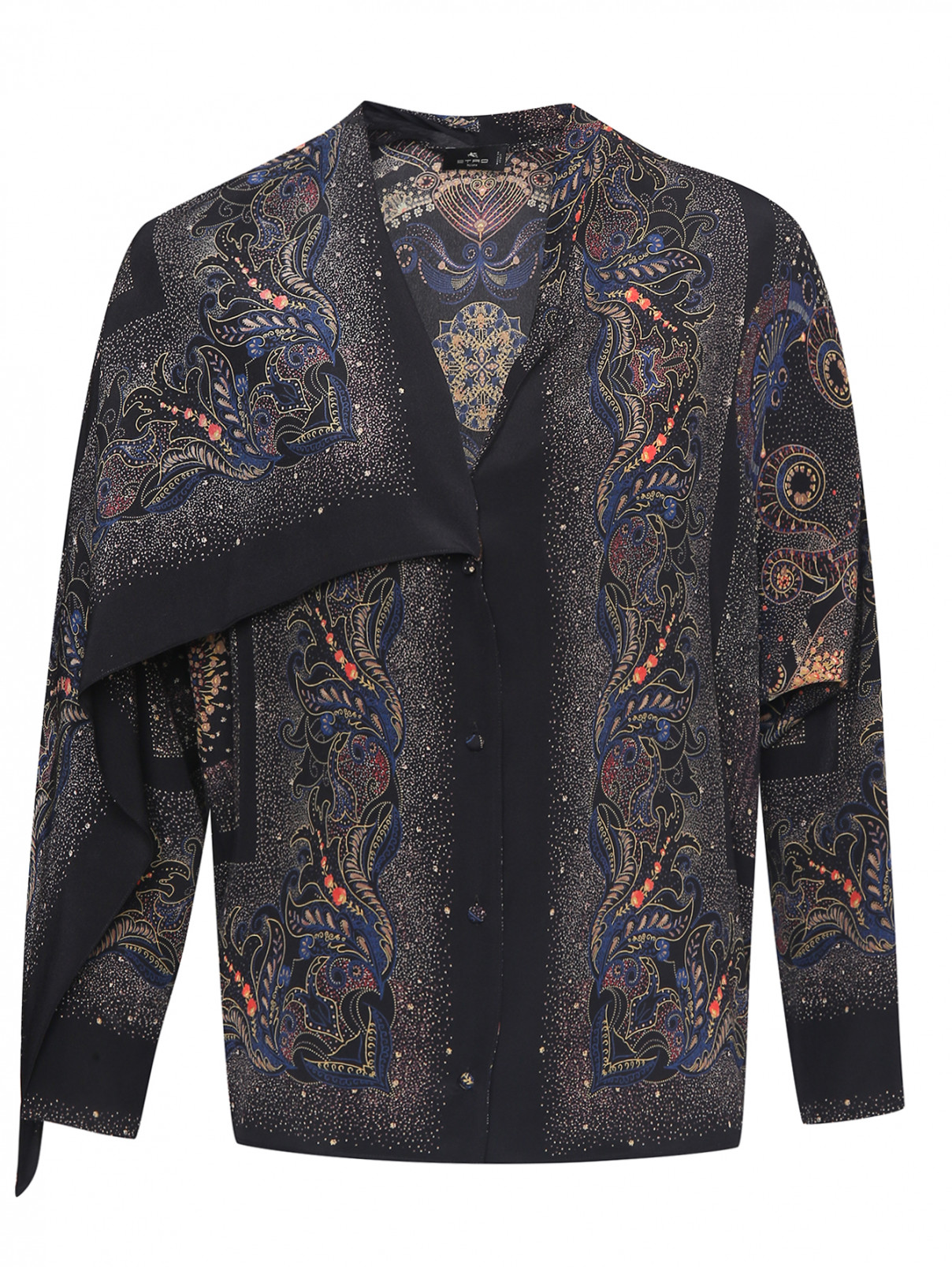 Блуза из шелка с драпировкой Etro  –  Общий вид  – Цвет:  Узор