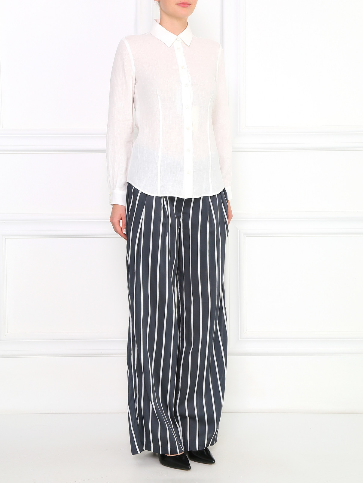 Блуза из льна с длинным рукавом Max&Co  –  Модель Общий вид  – Цвет:  Белый