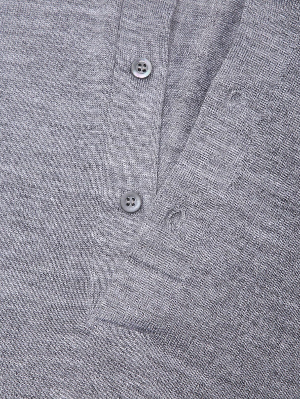 Джемпер из шерсти и шелка с воротом Piacenza Cashmere  –  Деталь1  – Цвет:  Серый